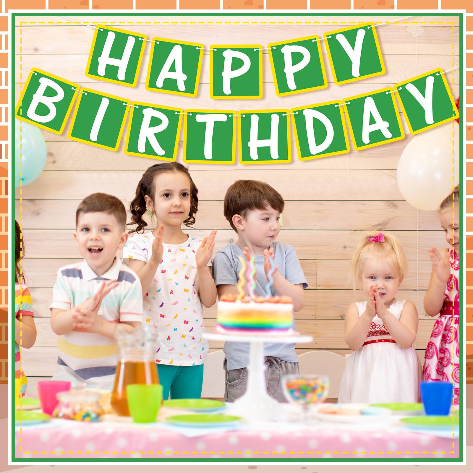 Breling Friend Birthday Banner for Street Theme Pre-strung Birthday Party Cartoon Hanging Decorations for Boys Girls Friend (Bri
