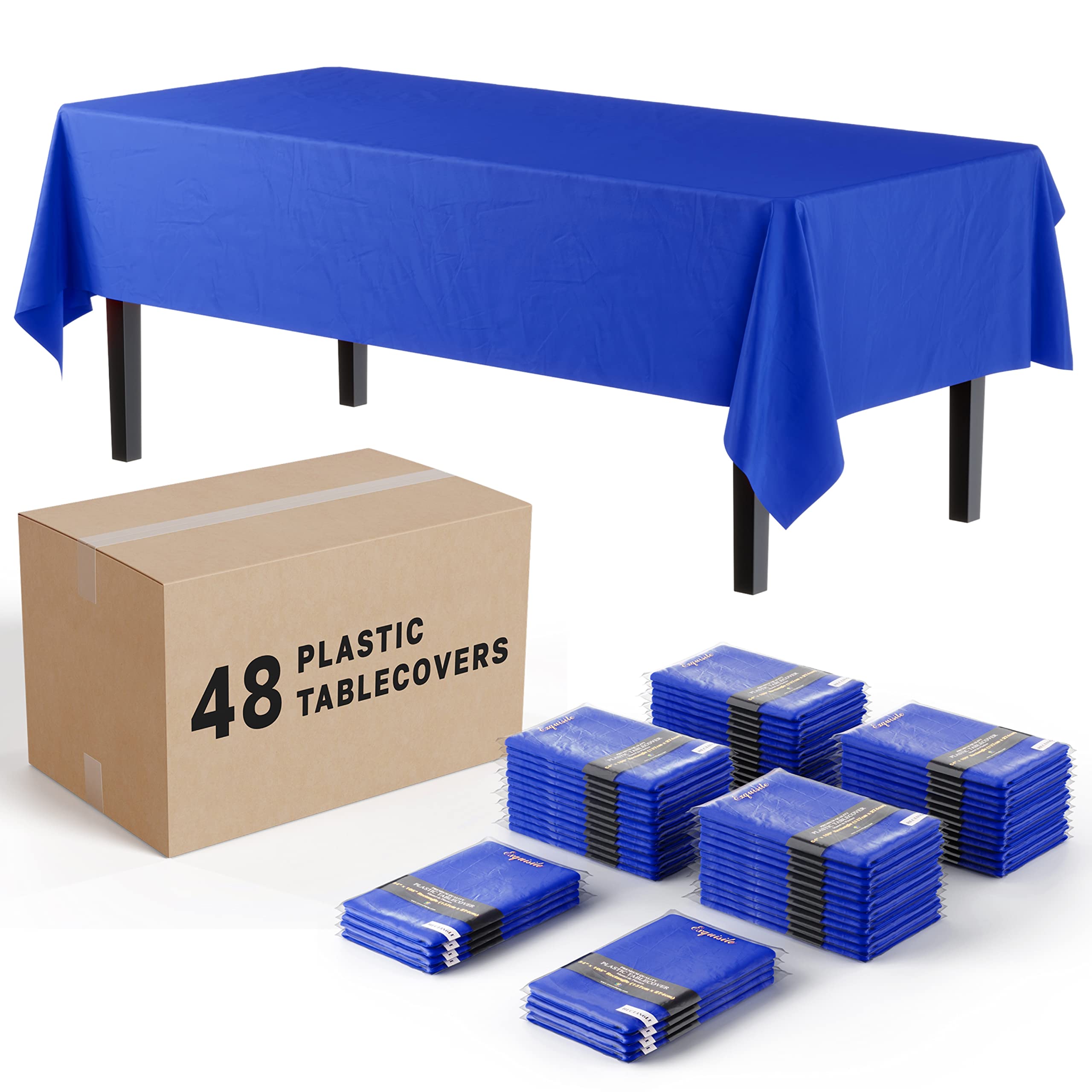 Exquisite Dark Blue Tablecloths For Rectangle Tables In Bulk 48 Pack Dark Blue Plastic Disposable Table Cloth 54'' Inch X 108''