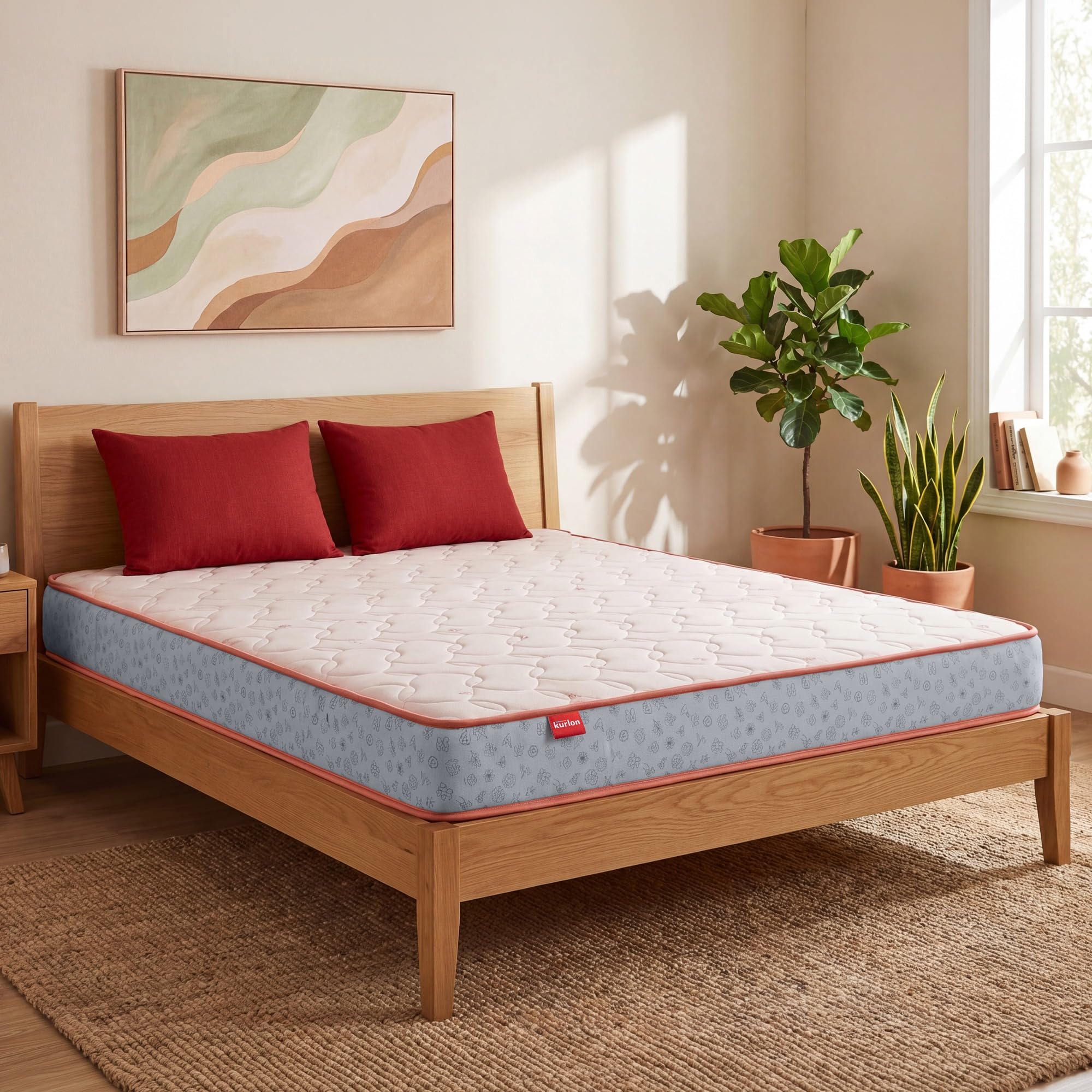 Kurlon Ortho Plus Spring Mattress | Queen Size 75x60x8 Inches | Pocket Spring Mattress with Motion Isolation | Ergonomic Support
