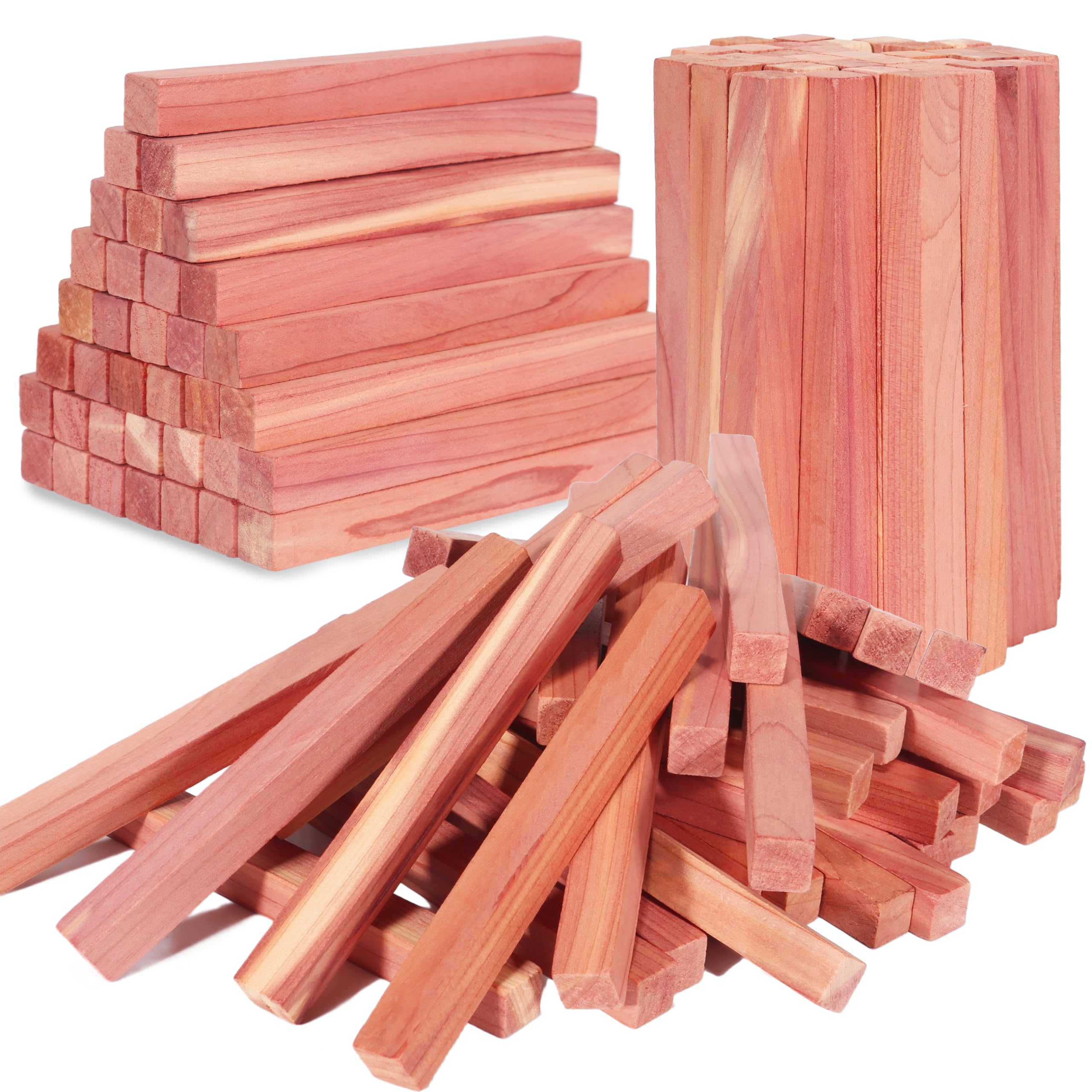 Univivo 50Pcs Cedar Sticks, 100% Aromatic Red Cedar Blocks For Closet Storage, Wardrobe, Closets Drawers