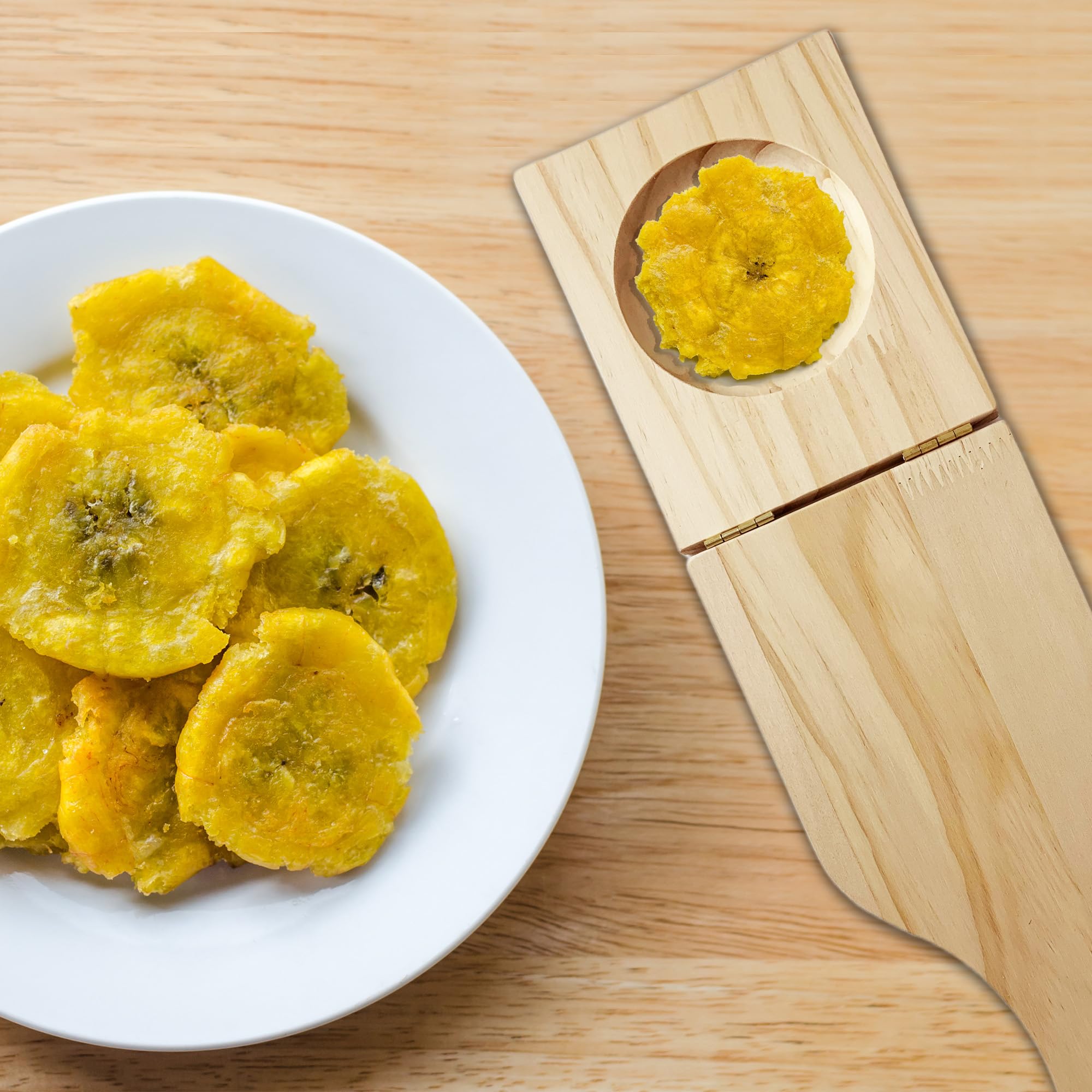 Tostones Plantain Press Wooden Tostonera Para Platanos Fried Banana Masher For 3.3'' Tostones And Stuffed Plantains, 10.5''X4.5'