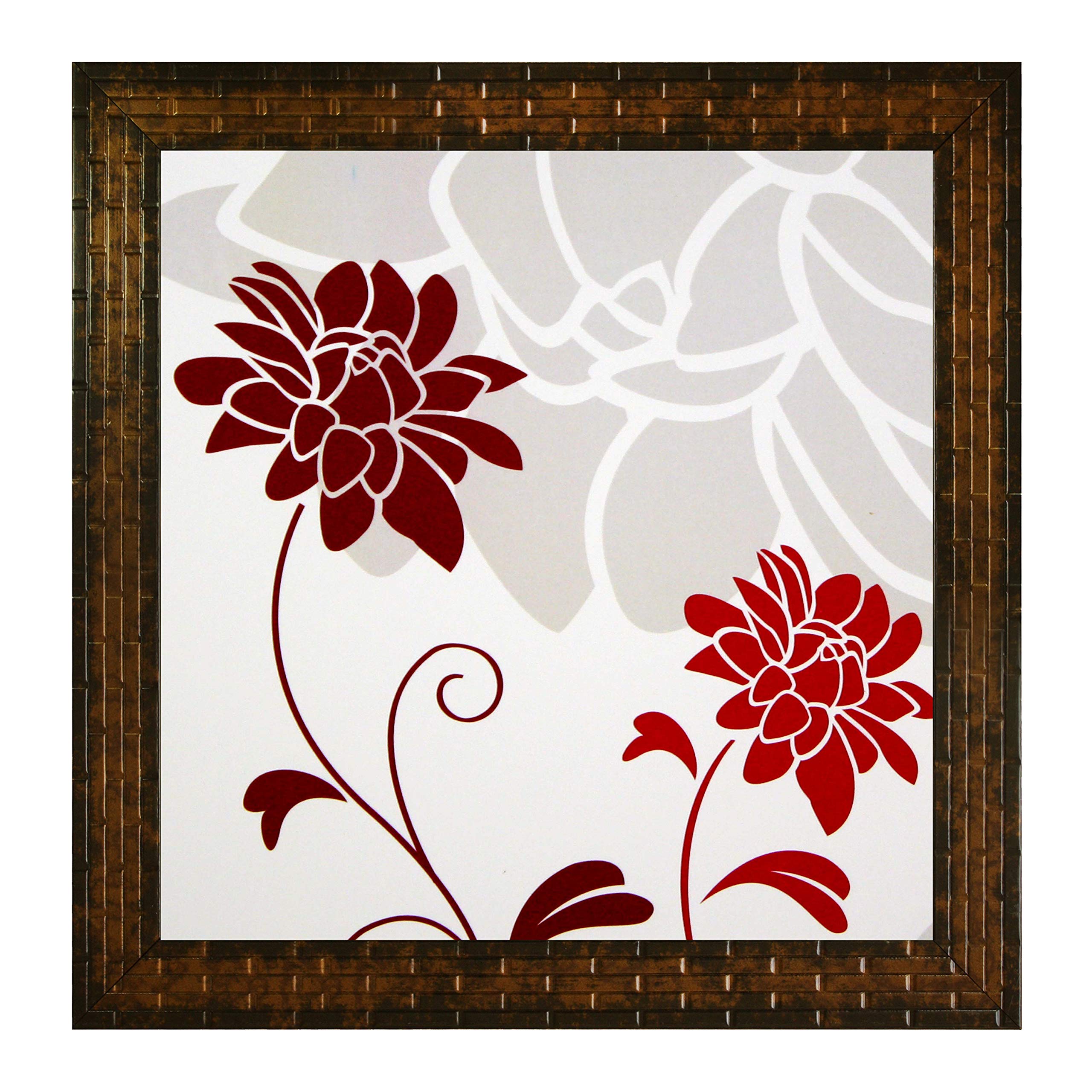 Indianara 3 PIECE SET OF FRAMED WALL HANGING DECOR Flowers (2912) PRINTS 8.7 INCH X 8.7 INCH WITHOUT GLASS