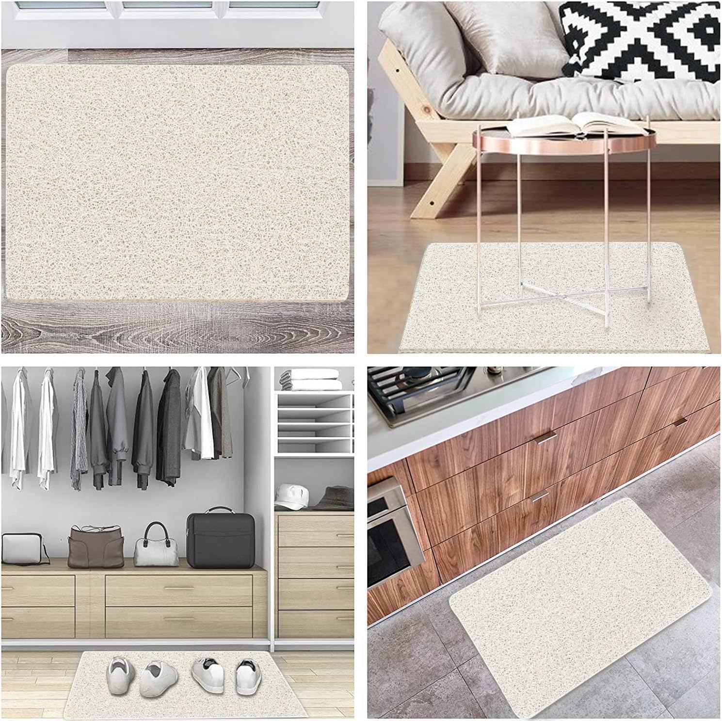godehone Non-Slip Shower Mat, Quick Drying PVC, 15.7×36 Inch, Beige, Model 1028 for Textured Tub Surfaces