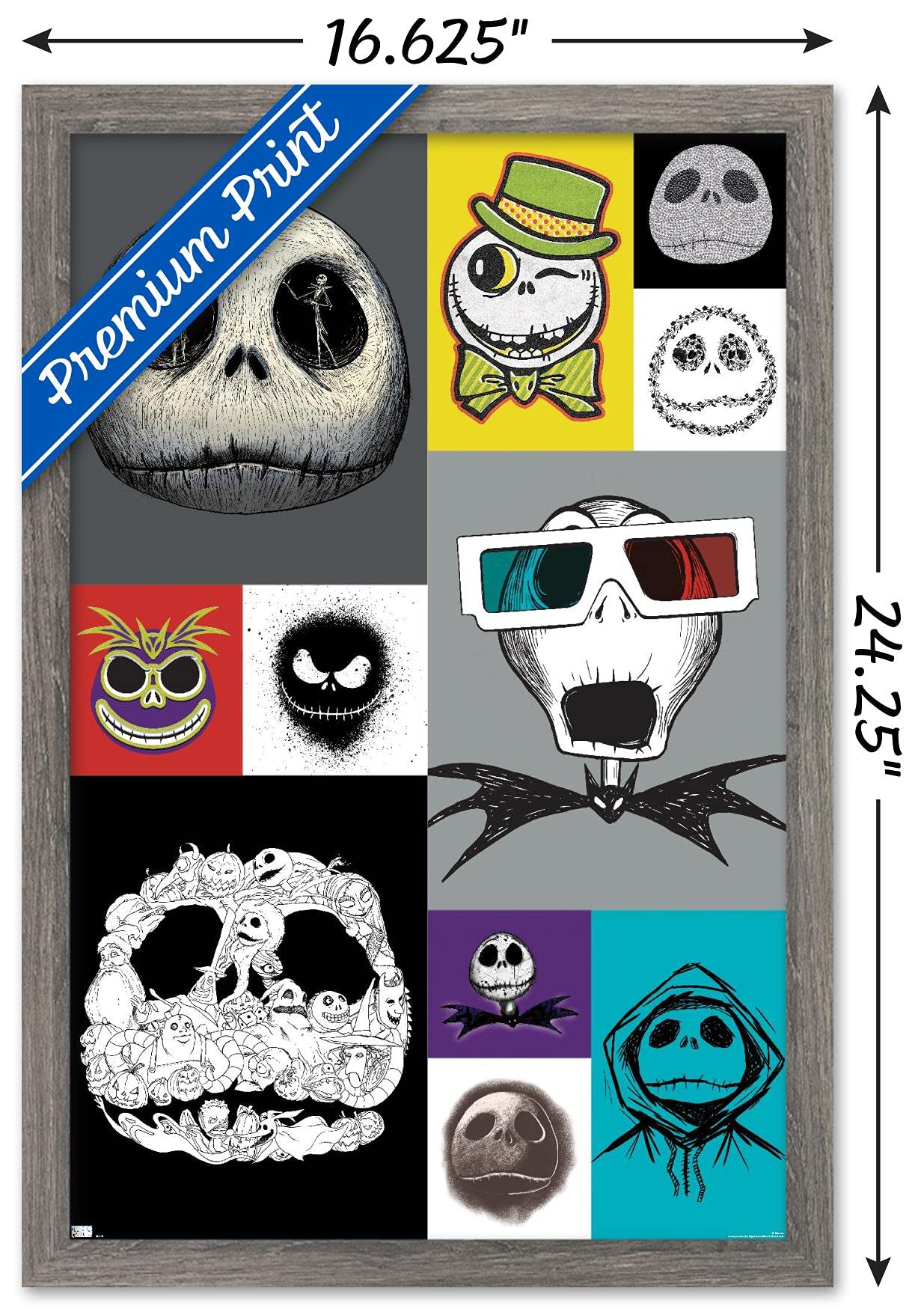 Trends International Disney Tim Burton'S The Nightmare Before Christmas - Jack Grid Wall Poster, 14.72'' X 22.37'', Barnwood Fra