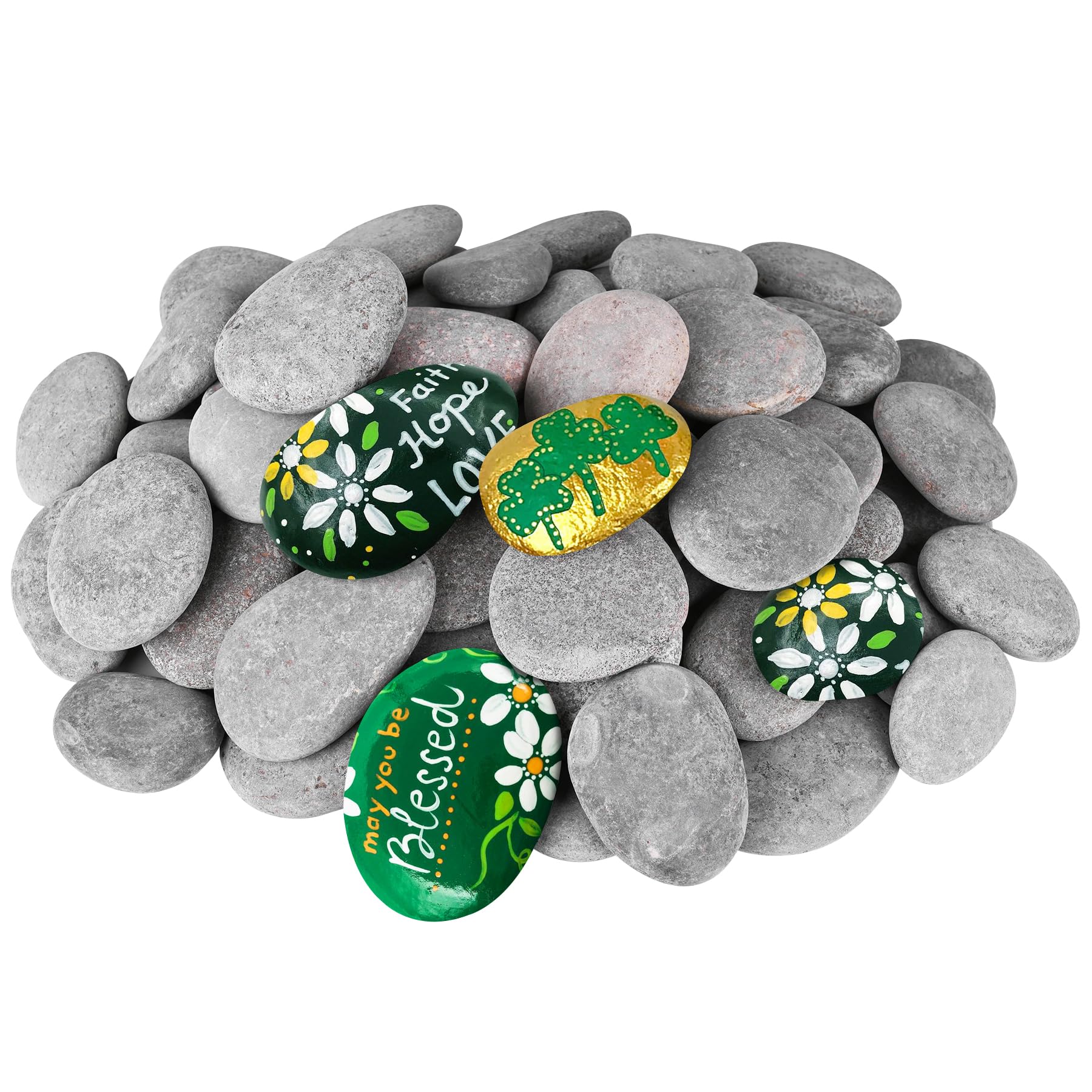 River Rocks For Painting 90 Pcs Large 2-3 Inch Flat Smooth Painting Stones Craft Rock To Paint For Kids Crafts Painting Bulk