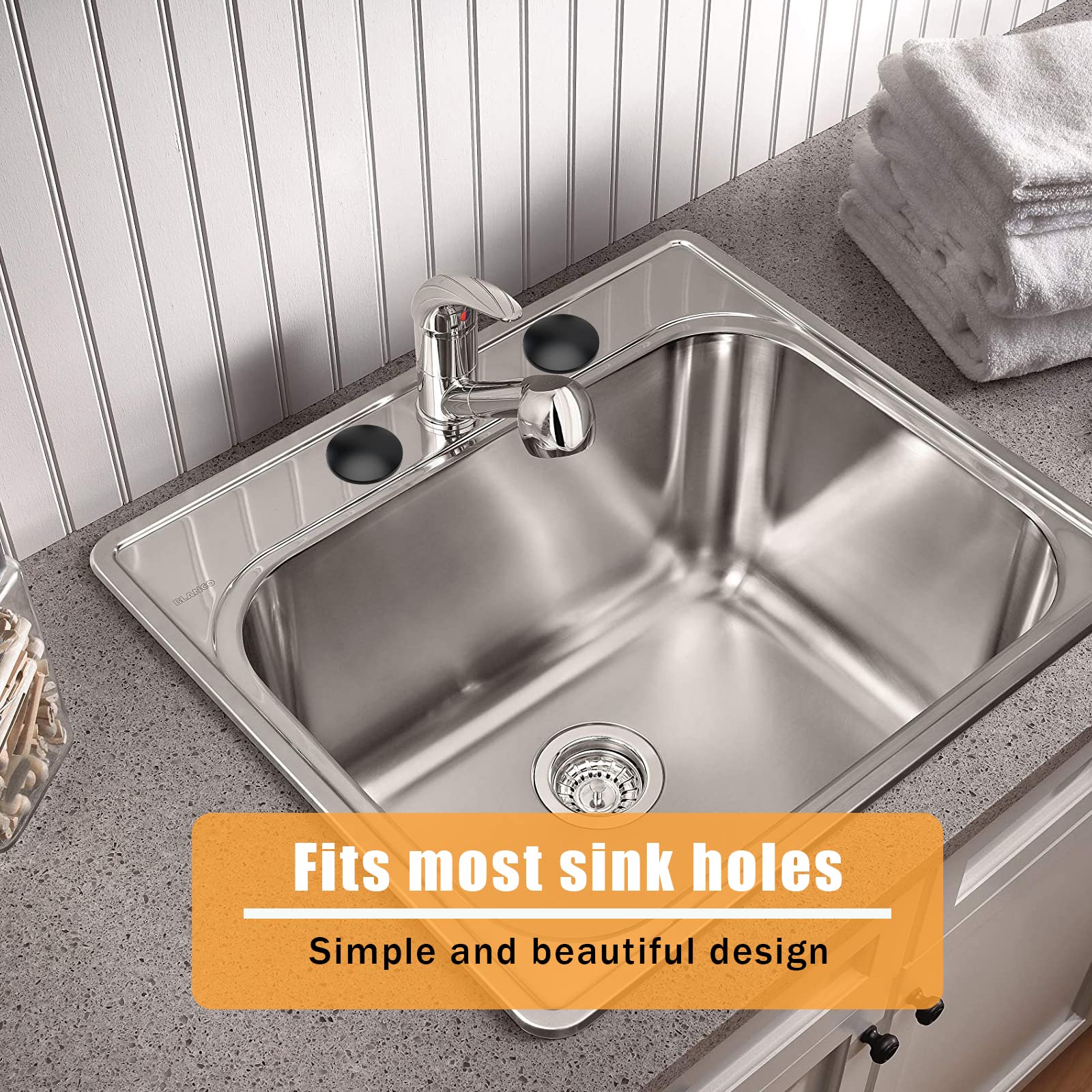 2 Pieces Kitchen Sink Hole Cover, Stainless Steel Faucet Hole Cover, Sink Accessories Washbasin Hole Sealing Plug For Leakage Pr
