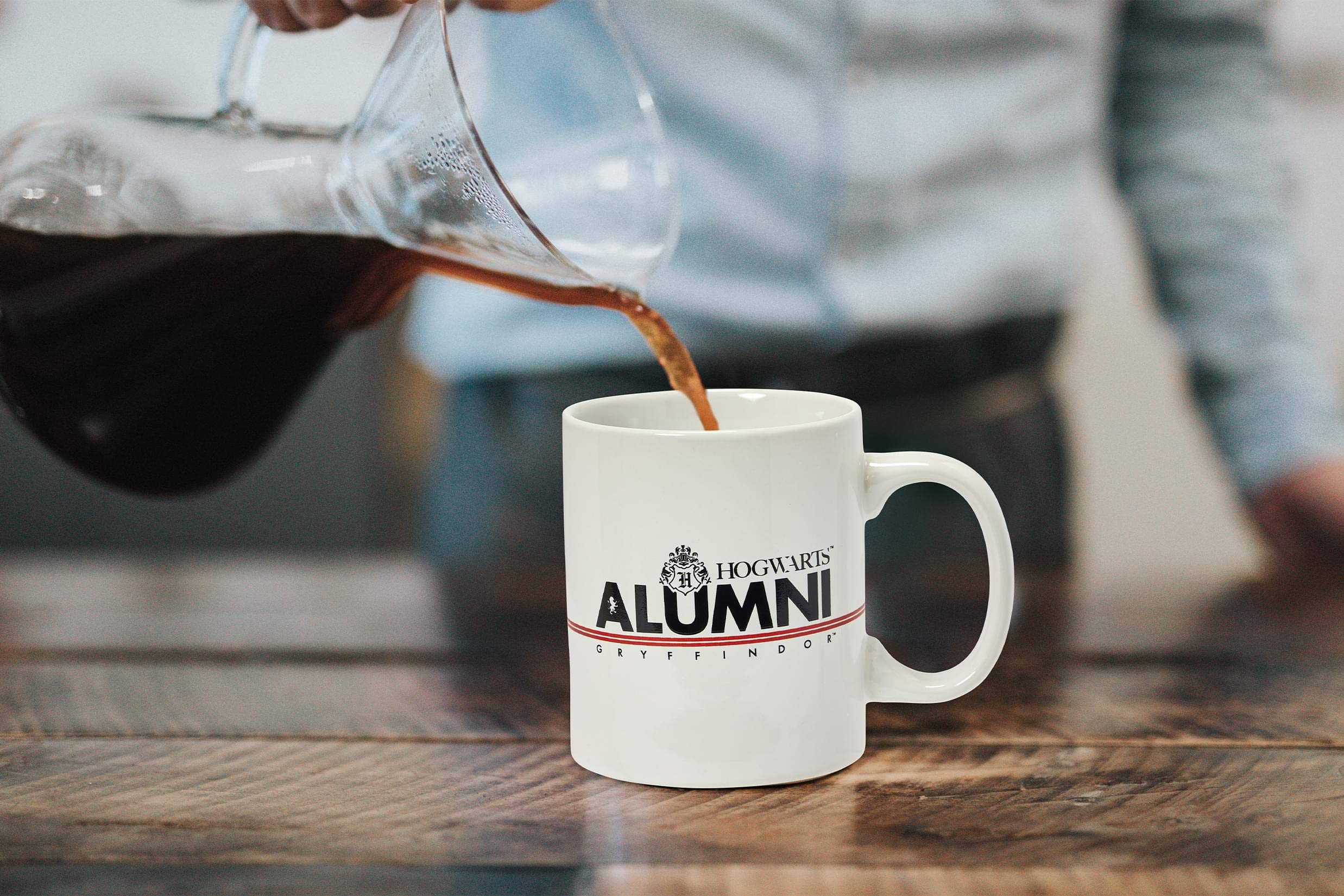 Harry Potter Gryffindor Alumni 11-Oz Mug - White Ceramic Cup With Handle - Hogwarts Crest & House Red Stripe With Black Letterin