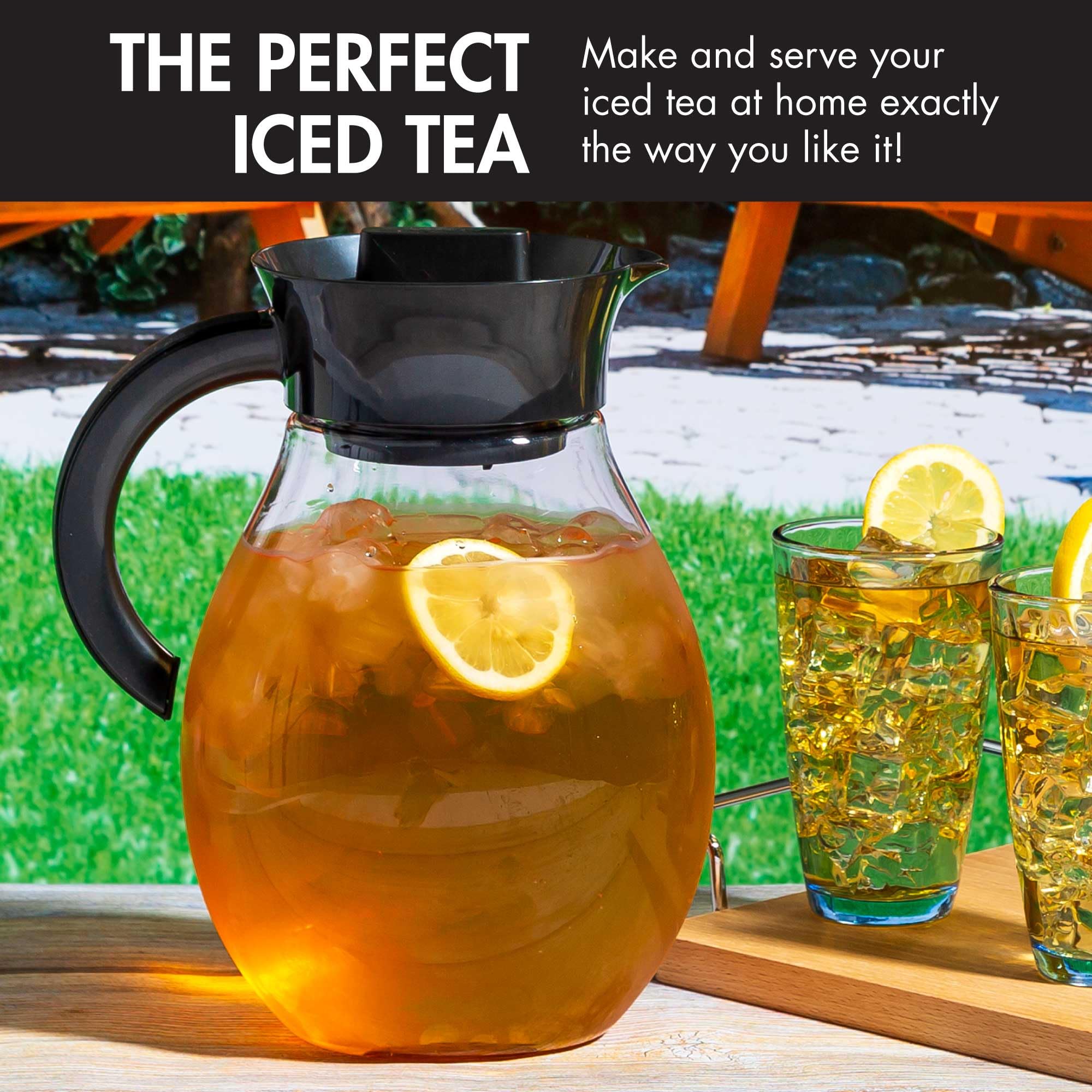 Primula The Big Iced Tea Maker And Infuser, Plastic Beverage Pitcher With Leak Proof, Airtight Lid, Fine Mesh Reusable Filter, M