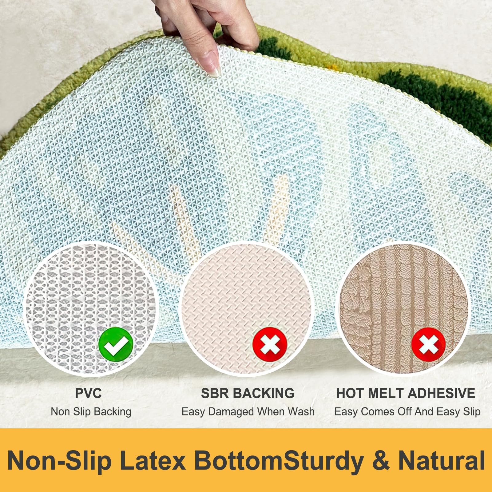 Sisher Cute Bathroom Rugs Monstera Leaf Rug Non-Slip Bathroom Mat, Absorbent, Fun Bath Mat,Machine Washable For Room Geen(22''X2