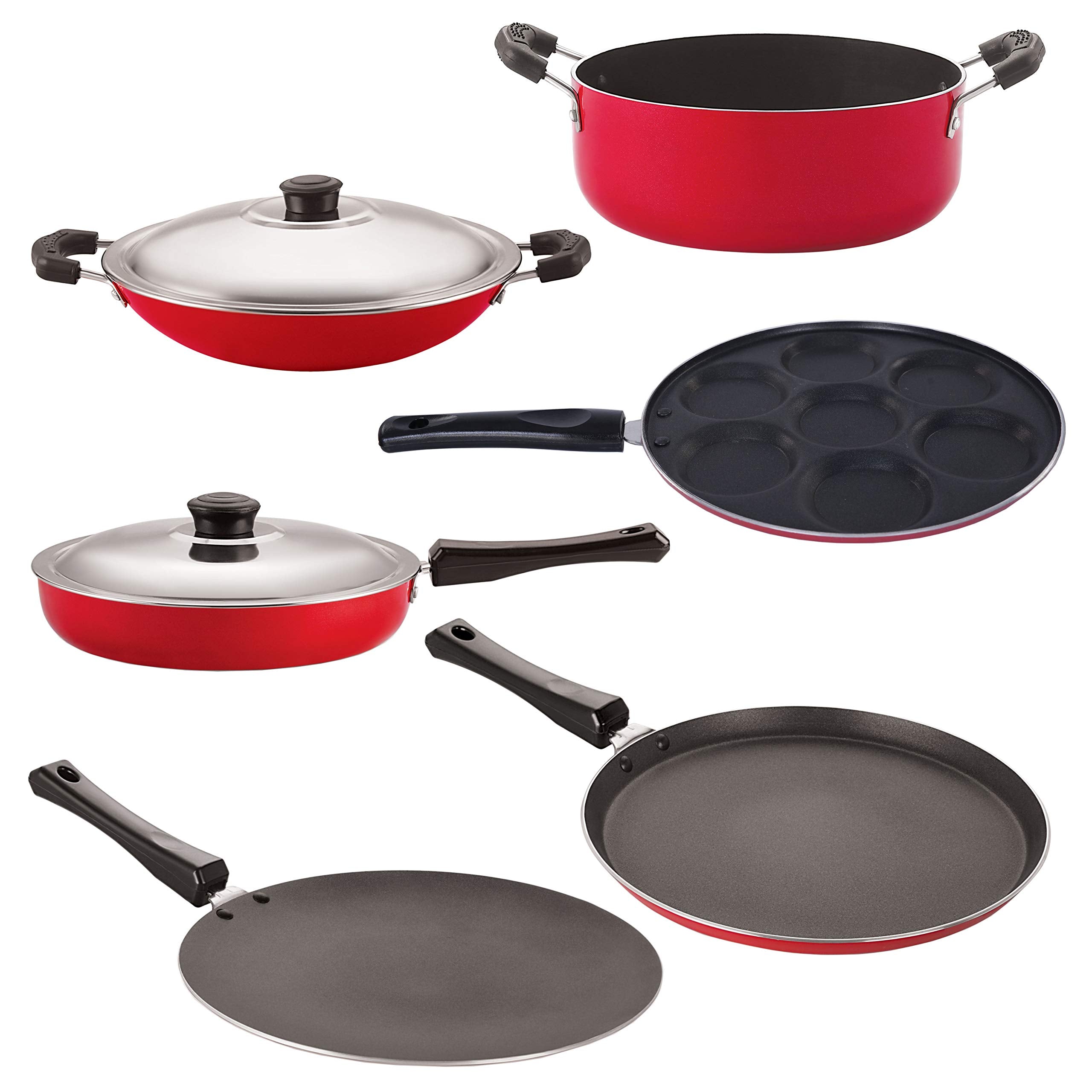 Nirlon Non Stick Cookware Kitchen Accessories For Cooking Combo Set Of 6 Pieces (26_Ct_Fp13_Chatti_Up_Cass20_Ft12)