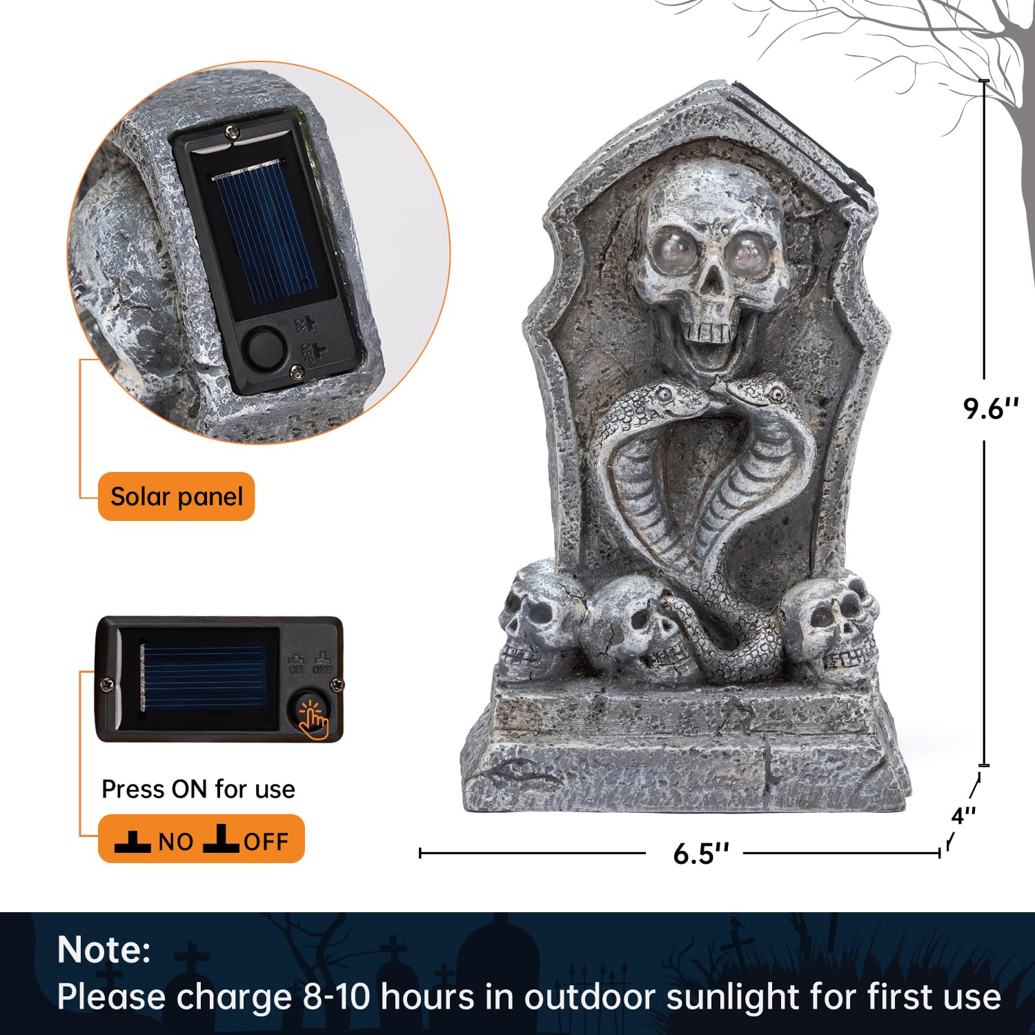 Solar Decorations Graveyard Tombstone LED Spot Light with Blue Glow,Halloween Outdoot Garden Light Halloween Party and Home Deco
