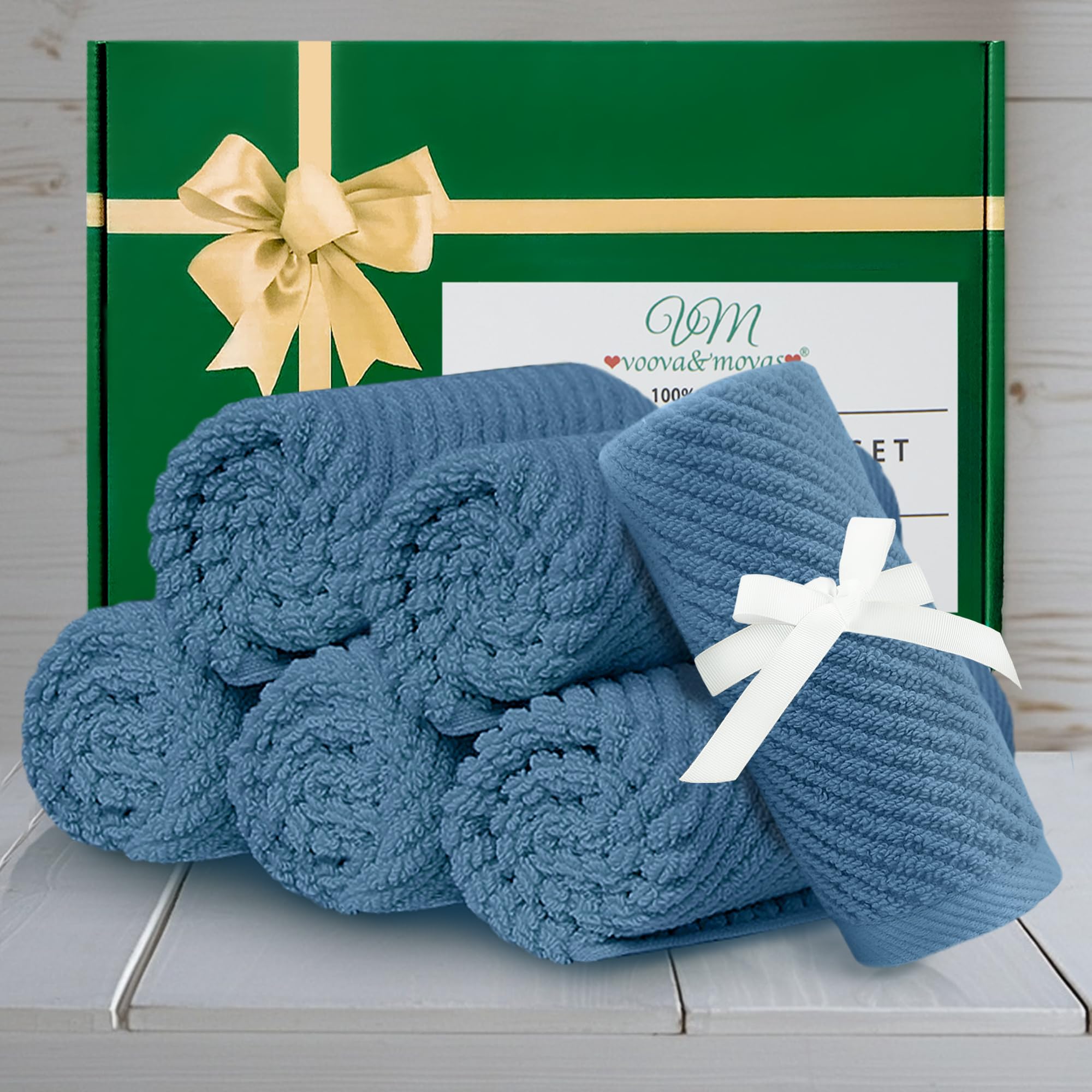 Blue Washcloths 6 Pack, 13''X13'' - 100% Cotton | Lightweight | Thick | Quick Dry | Soft | Absorbent, Wash Cloths For Your Face