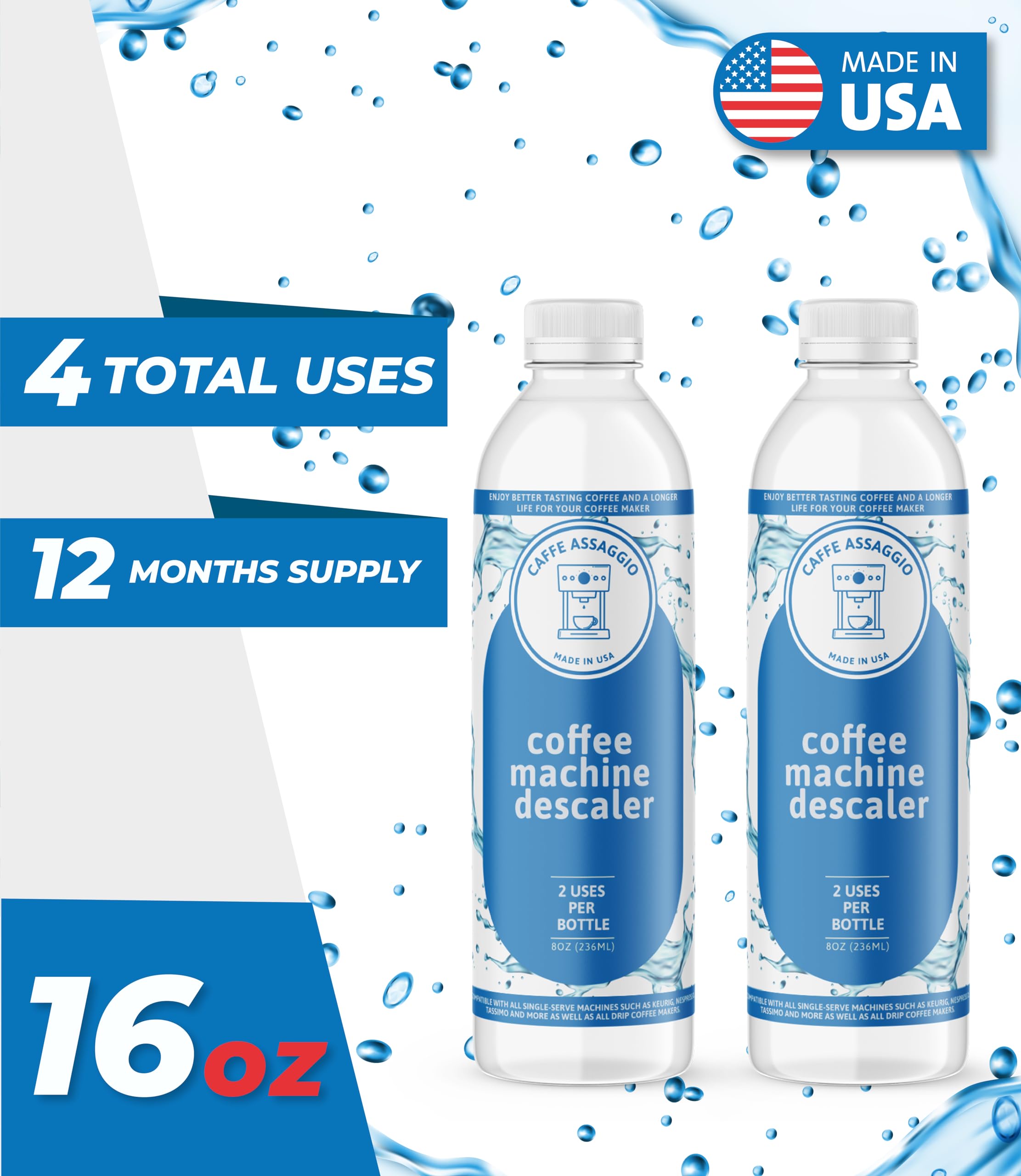 Descaling Solution (4 Uses) Universal Coffee Machine Descaler For Keurig Coffee Machines, Descaler For Nespresso Coffee Machine