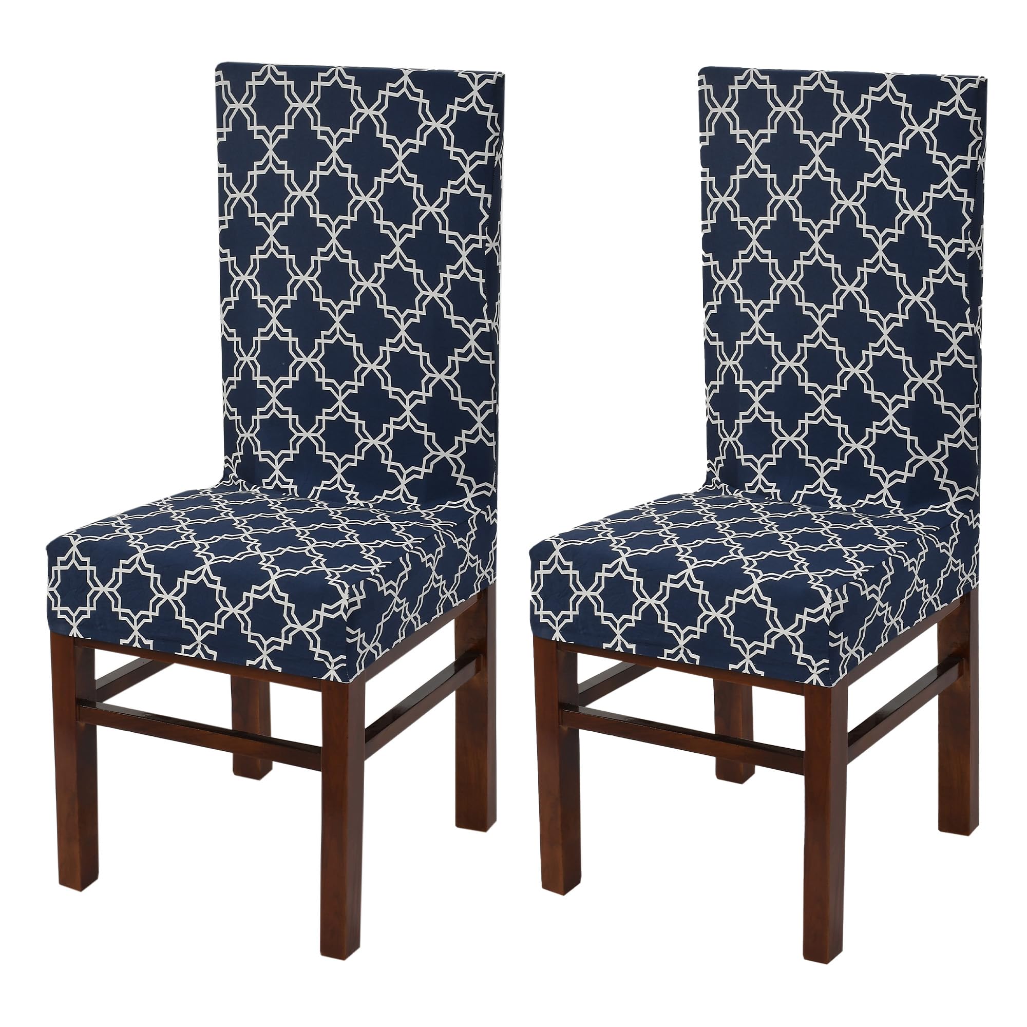 Yellow Weaves Elastic Stretchable Dining Chair Cover, Removable Washable Elastic Floral Printed Dining Chair Covers (Set Of 2, B
