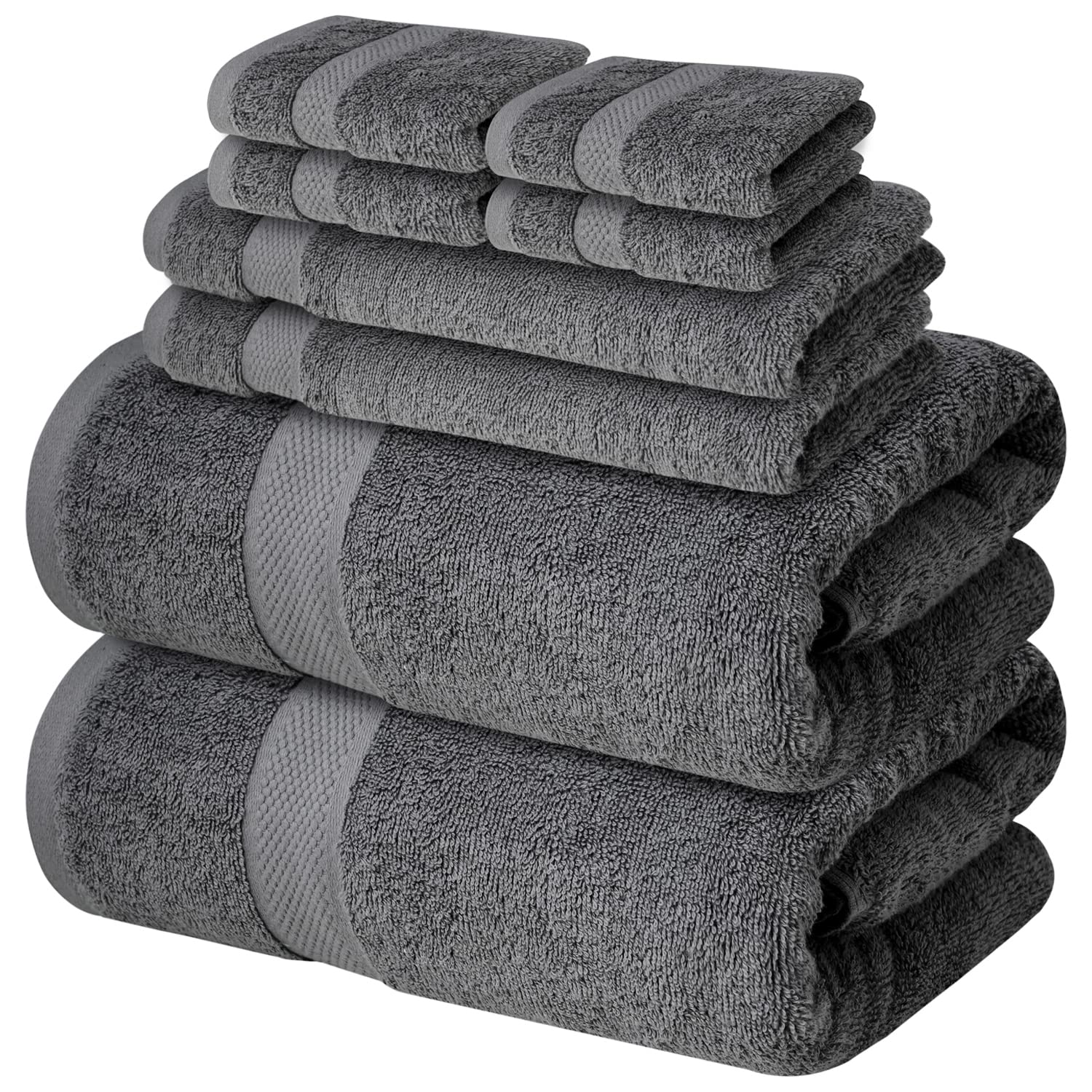 Infinitee Xclusives Premium Grey Towels Set - Pack Of 8] 100 Cotton Highly Absorbent 2 Bath Towels, 2 Hand Towels And 4 Washclot