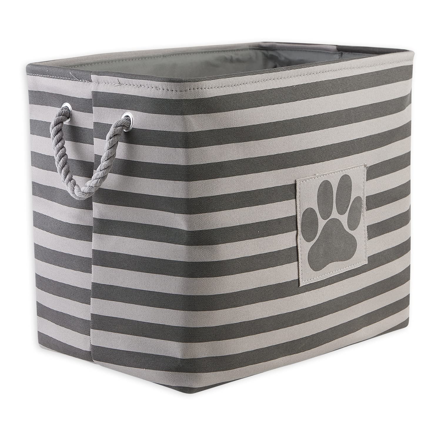 Bone Dry Pet Storage Collection Striped Paw Patch Bin  Large Rectangle  Gray
