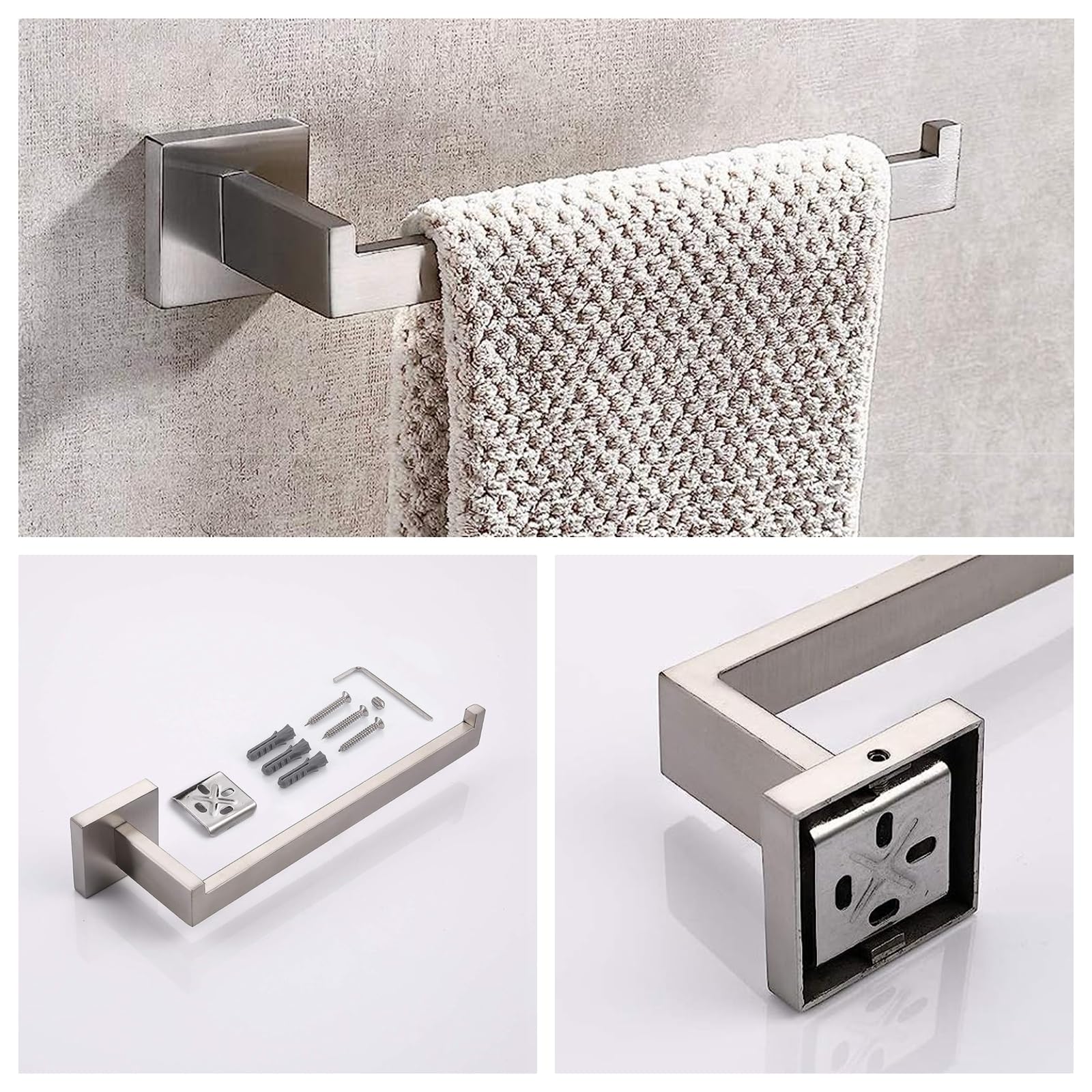 10-Pieces Bathroom Hardware Set Brush Nickel Bathroom Accessories Set Sus304 Towel Bar Set Includes 2 Towel Bar-24 Inch+2 Towel