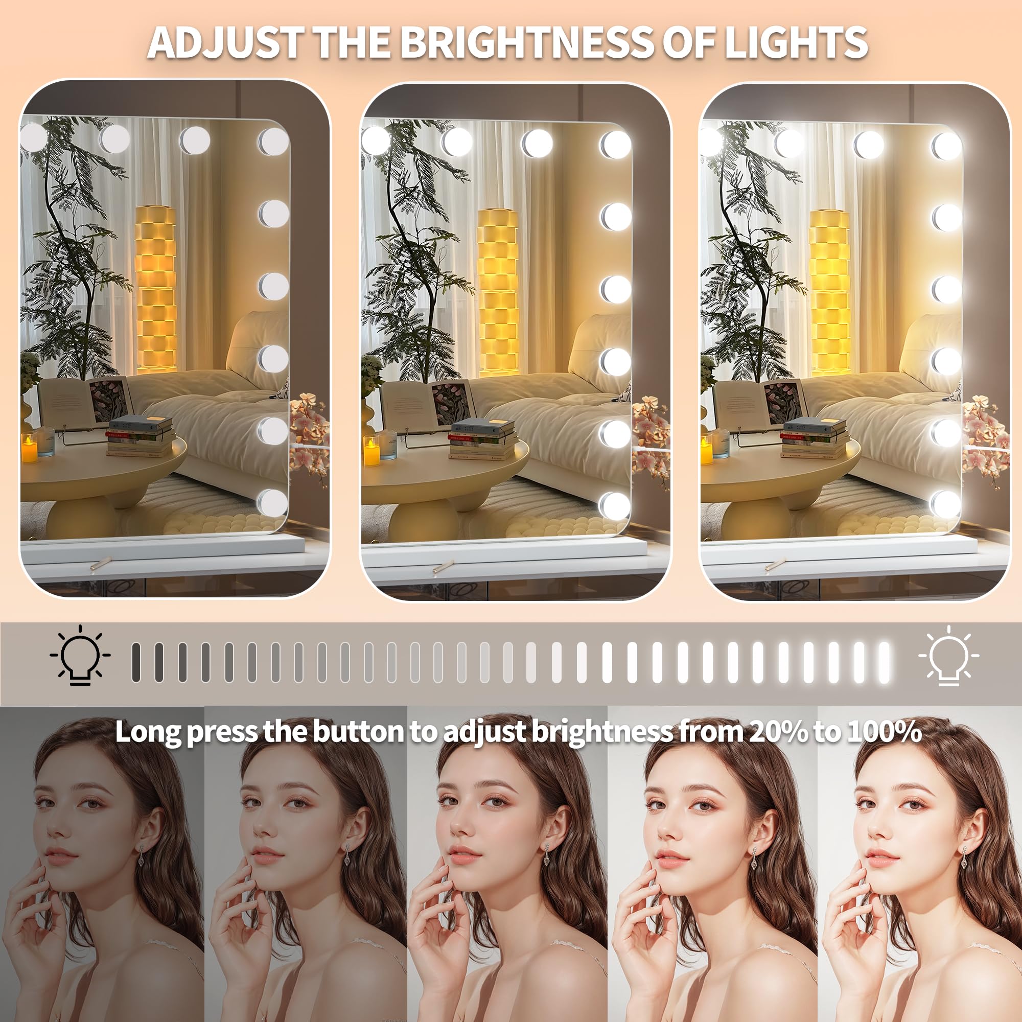 Hasipu Vanity Mirror With Lights And Bluetooth Speaker, 31.5'' X 23.6'' Hollywood Mirror, Makeup Mirror With 17 Dimmable Bulbs A