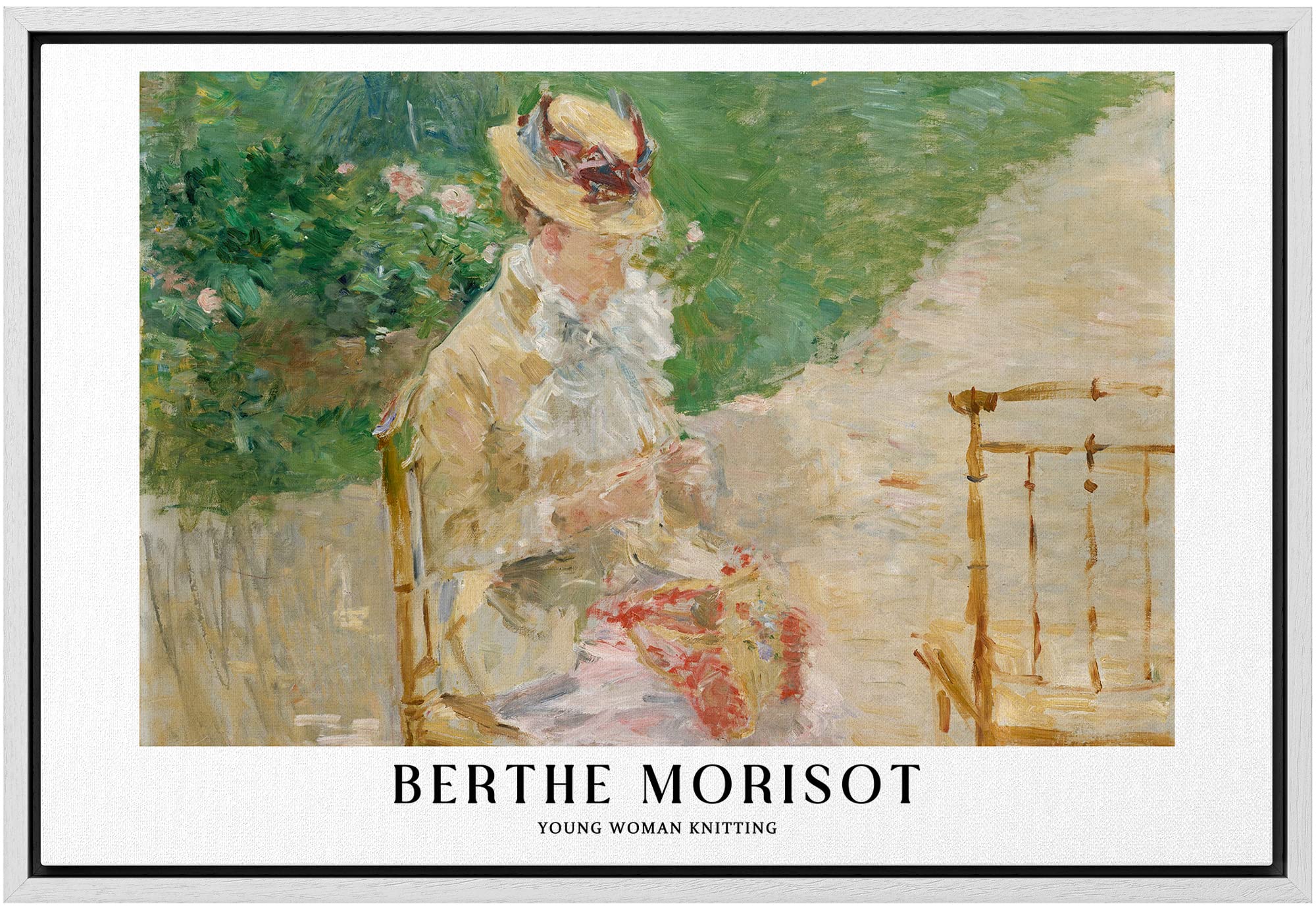 Wall26 Framed Canvas Print Wall Art Young Woman Knitting By Berthe Morisot Historic Classical Illustrations Fine Art Decorative