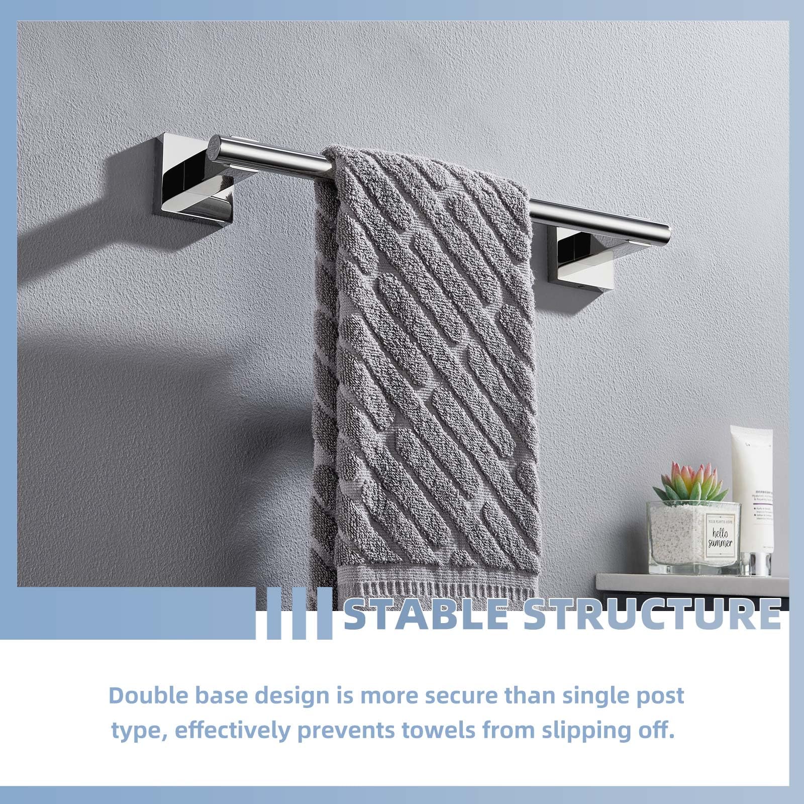 Hand Towel Bar 14'', Suyar Sus304 Stainless Steel Shower Towel Holder, Bathroom Kitchen Closet Cabinet Washcloth Rack Wall Mount