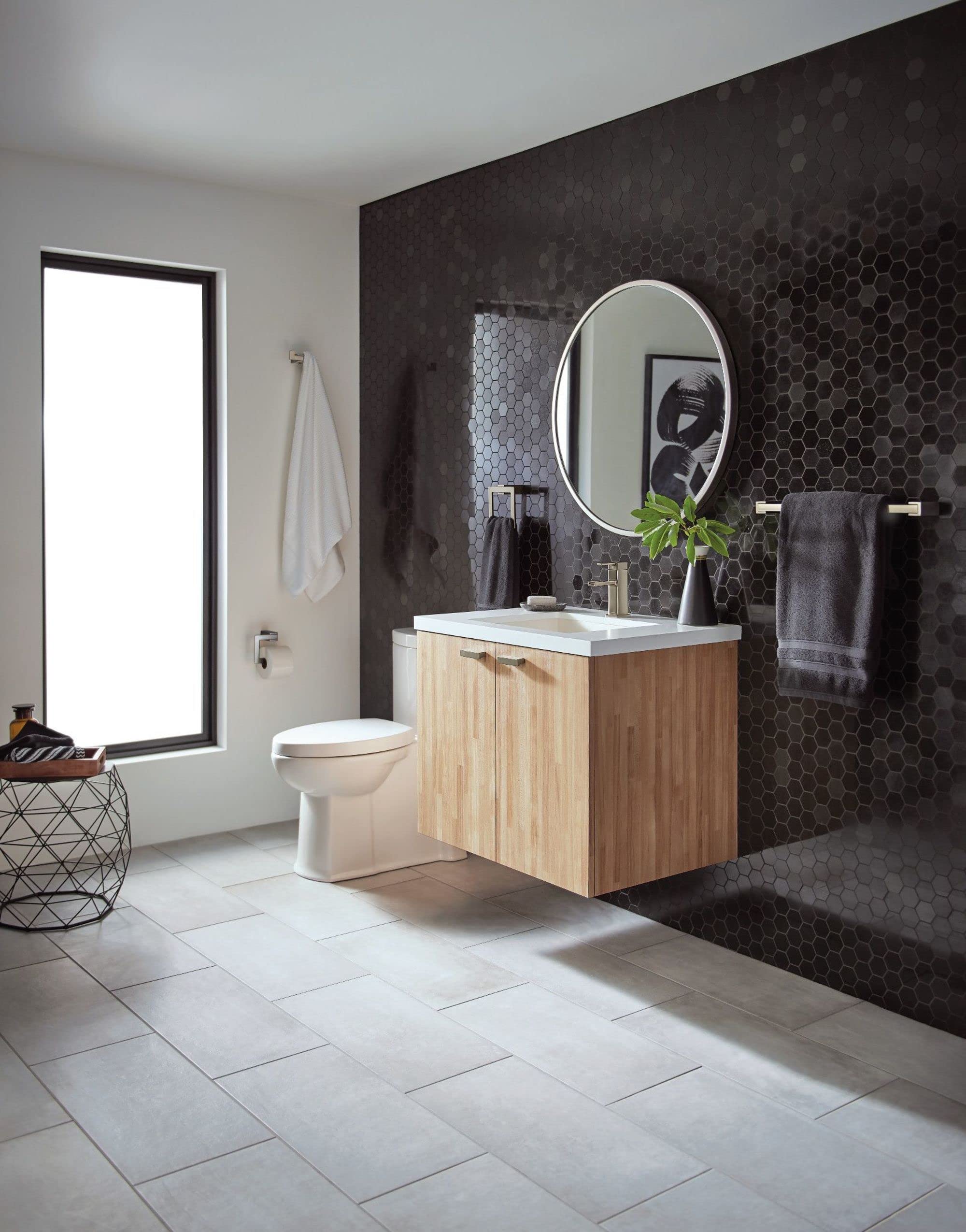 Moen Kyvos Collection Brushed Nickel Modern Bathroom Hand Towel Ring, Bp3786Bn