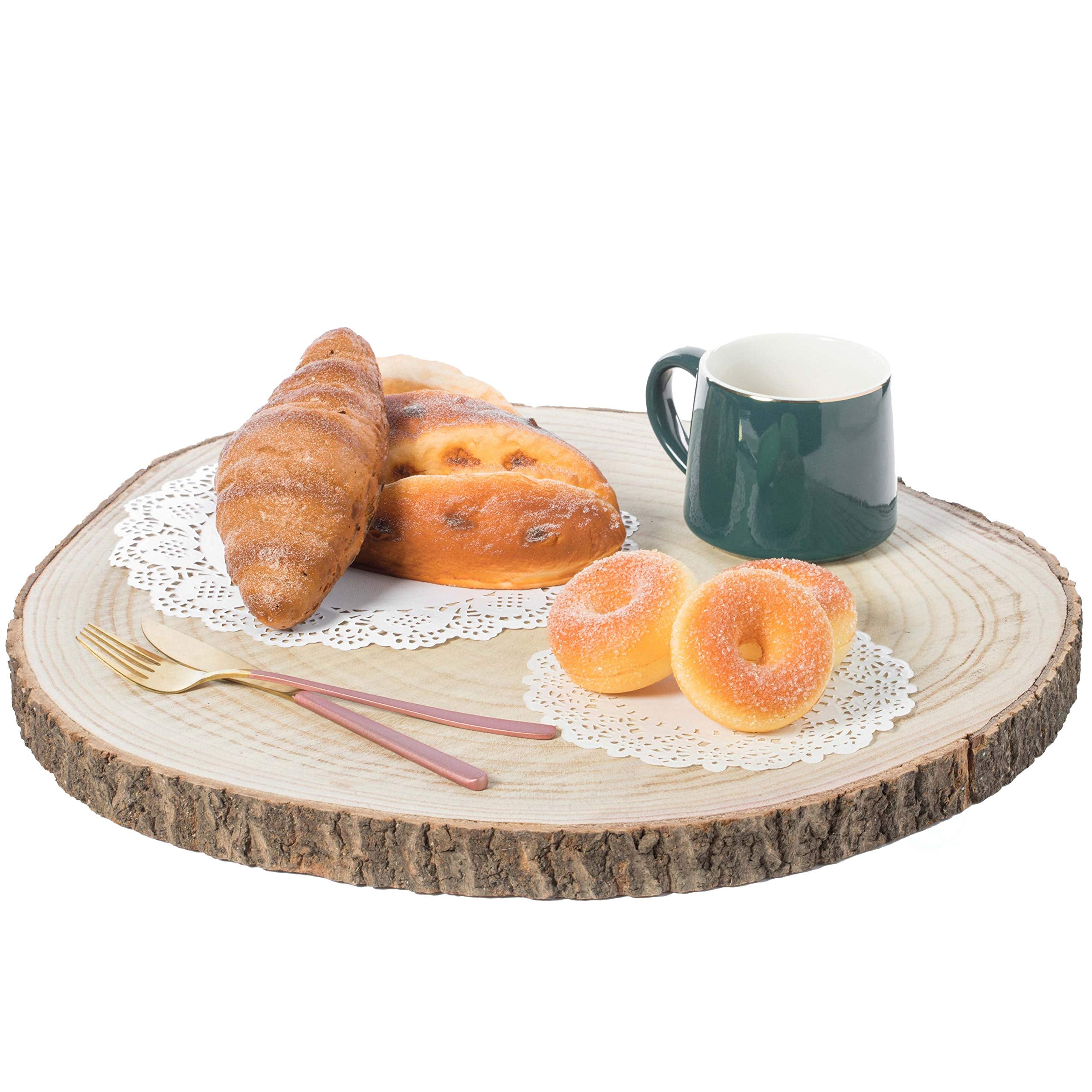 Vintiquewise Barky Natural Wood Slabs Rustic Ornament Slice Tray Table Charger - 18 Inch Dia