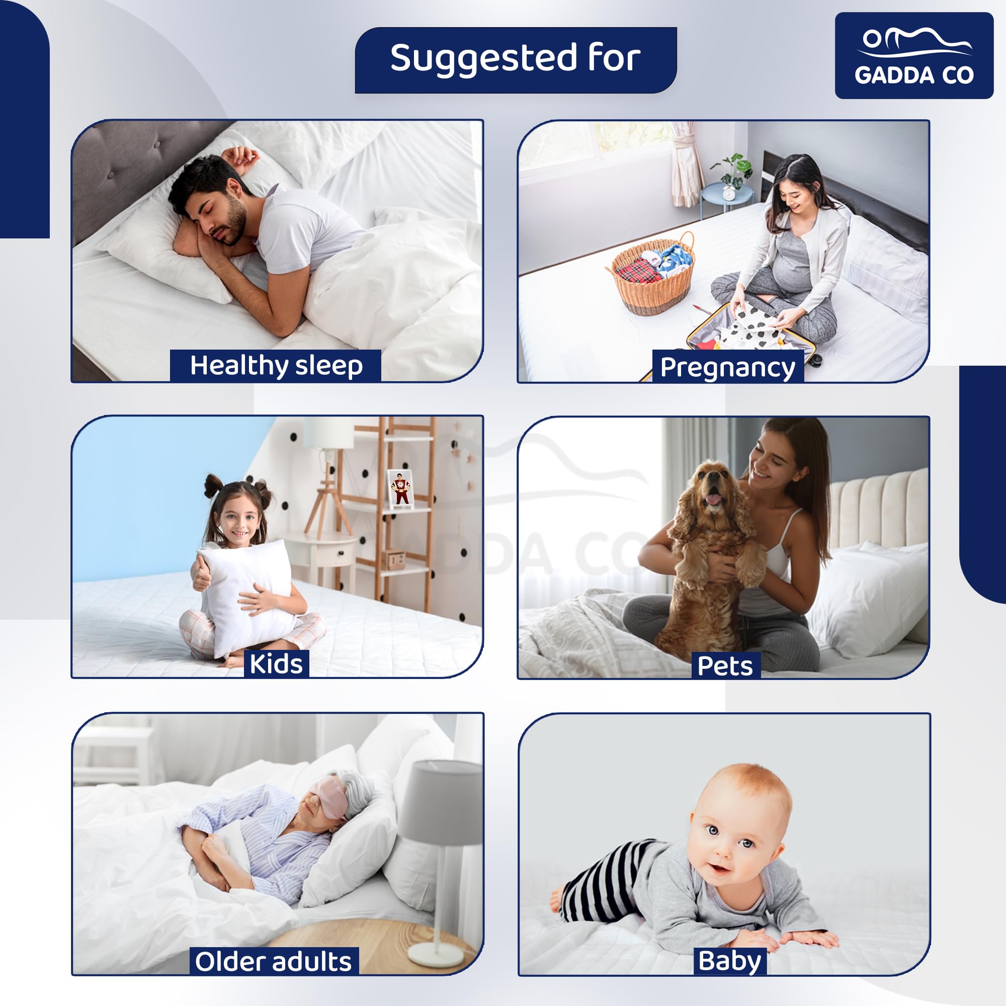 GADDA CO Breathable Waterproof Mattress Protector with Elastic Straps, Fitted Lycra Mattress Protector, Hypoallergenic Bed Prote