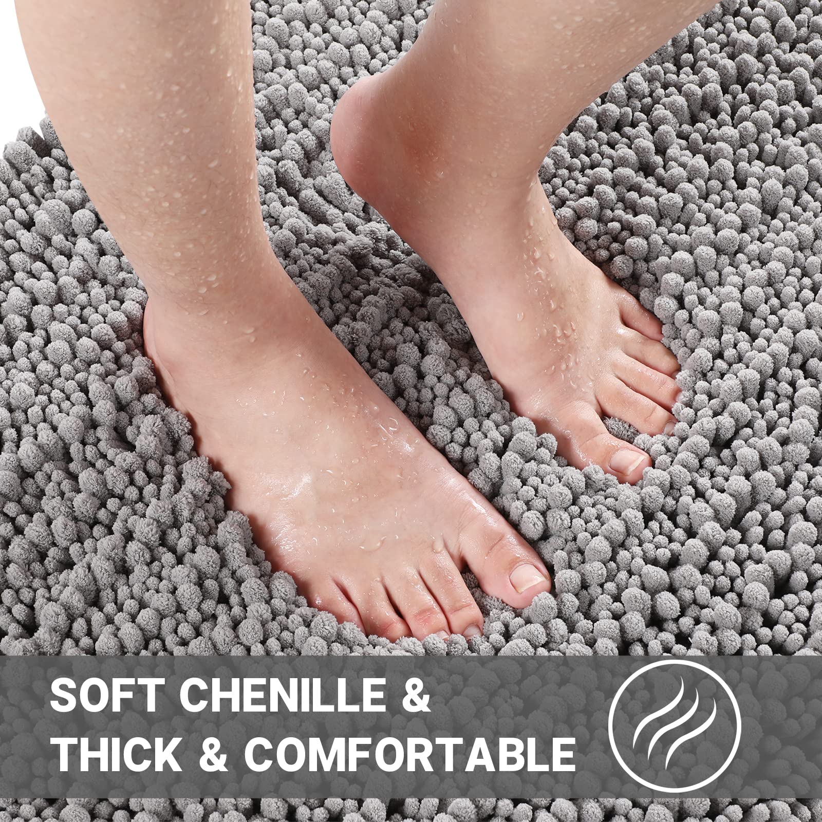 Yimobra Bathroom Rugs Sets 2 Piece, Thick Soft Chenille Non Slip Bathroom Rug Set, Fluffy Shaggy Ultra Absorbent Machine Washabl