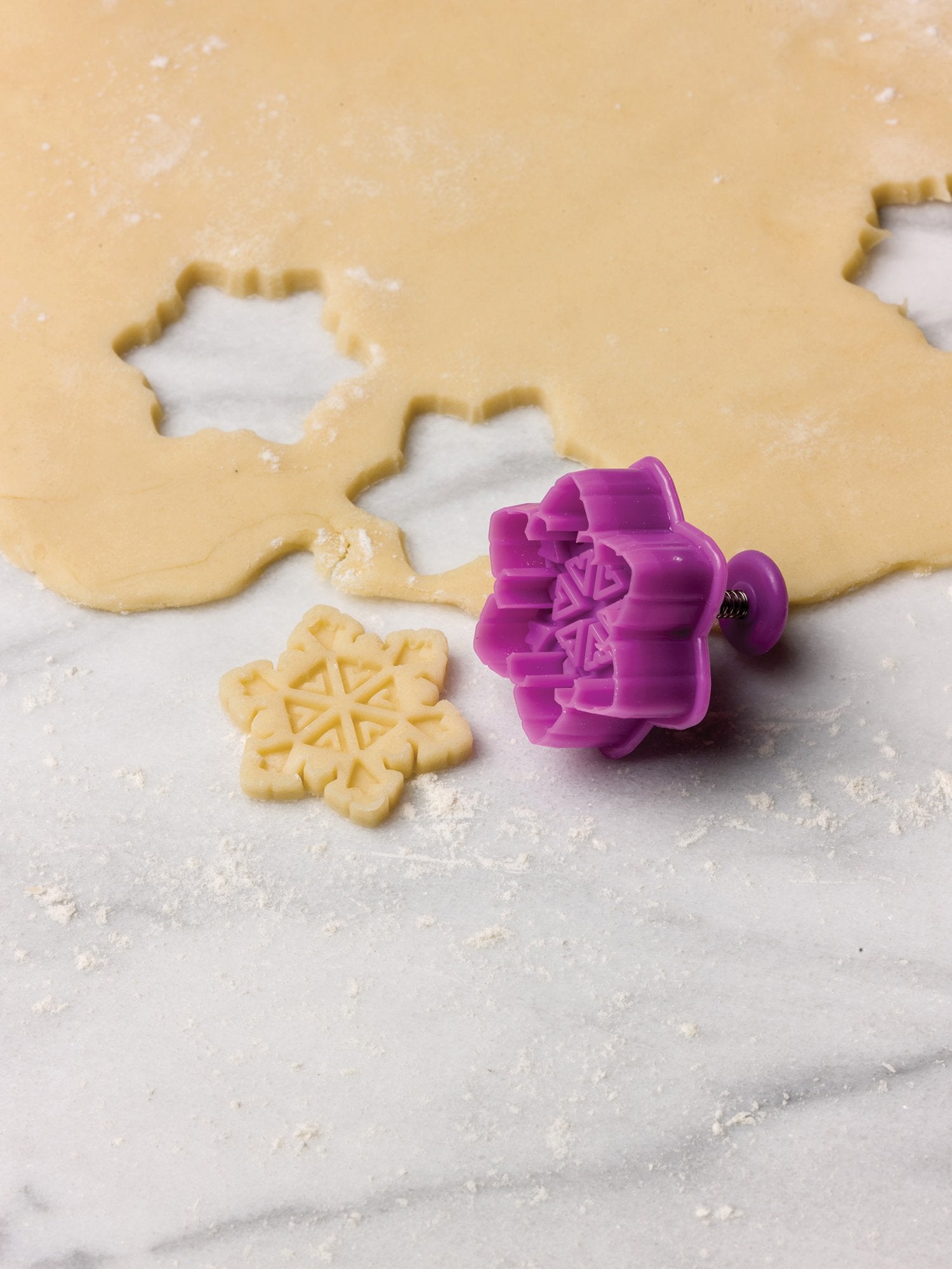 Fox Run Intricate Assorted Winter Snowflake Pastry/Cookie/Pie/Fondant 2'' Stamper And Cutters 2'', Set Of 4, Multi-Color