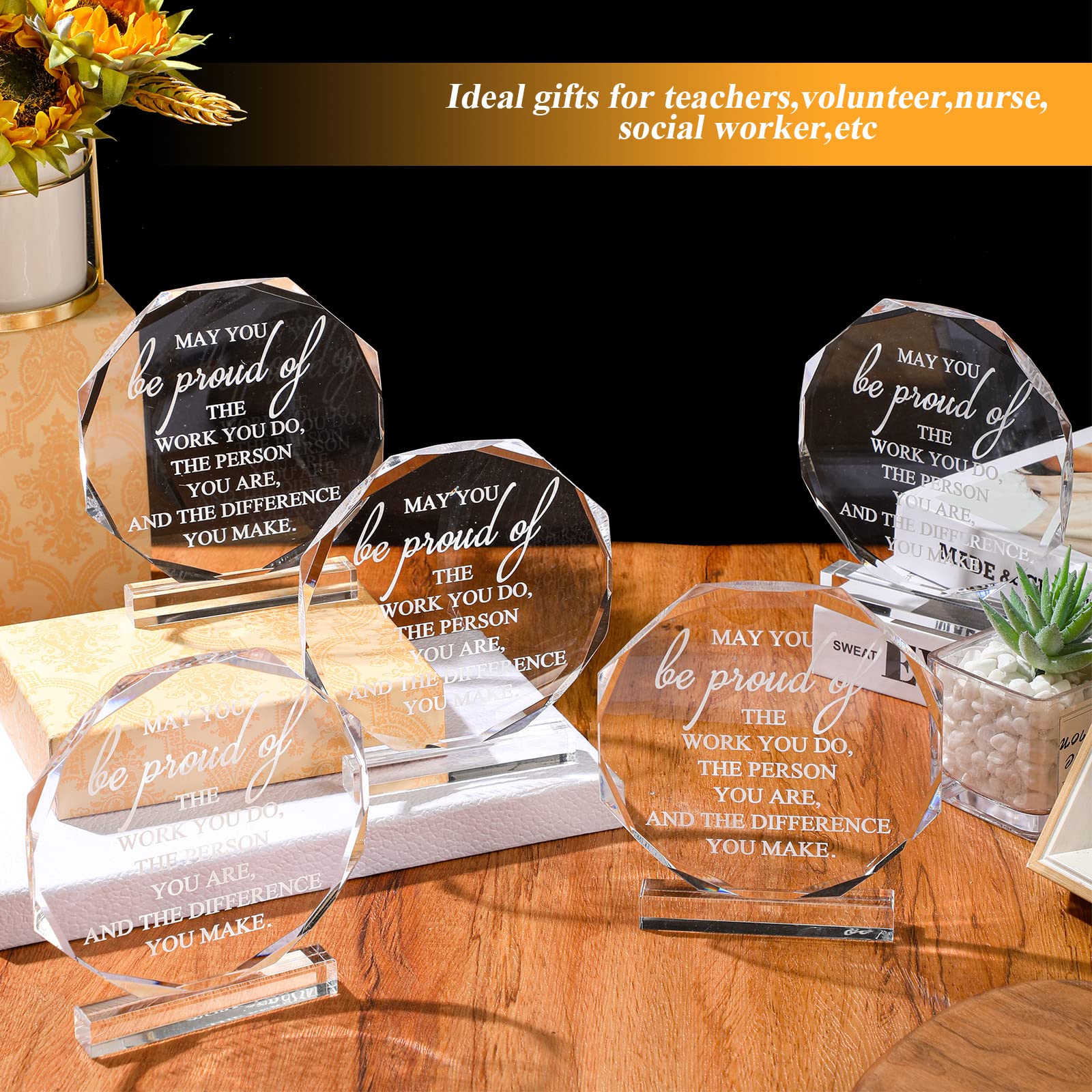 Bucherry 10 Pcs Employee Appreciation Awards for Coworker Acrylic Thank You Trophy May You Be Proud of The Work You Do Sign Priz