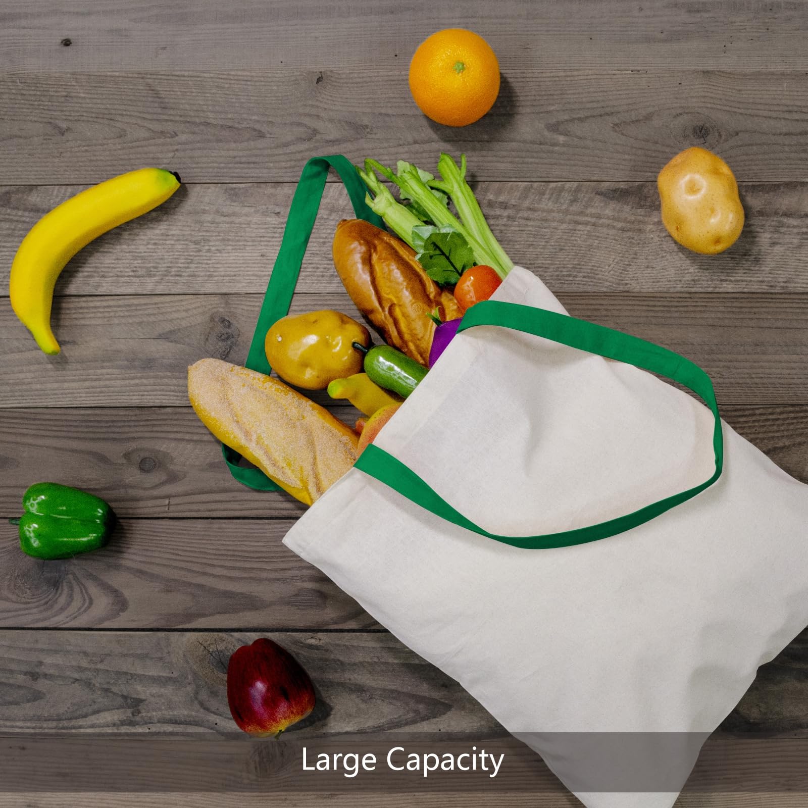 Topdesign 6-Pack Economical 16''X15'' Cotton Tote Bag, Lightweight Medium Reusable Grocery Shopping Cloth Bags, Suitable For Diy