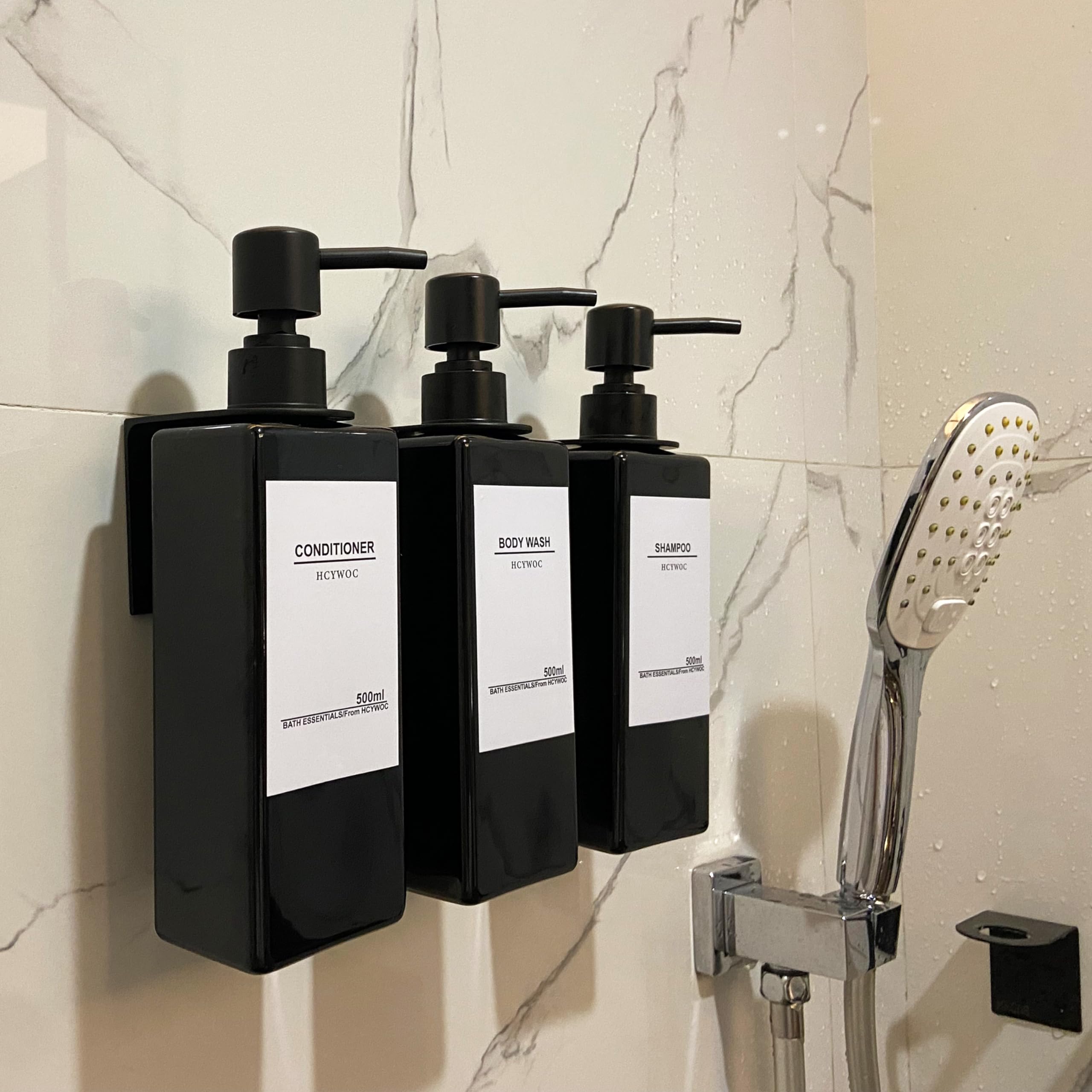 Hcywoc Shampoo Dispenser For Shower Wall, Shampoo And Conditioner Dispenser With 16 Waterproof Labels, No Drill Shower Soap Disp