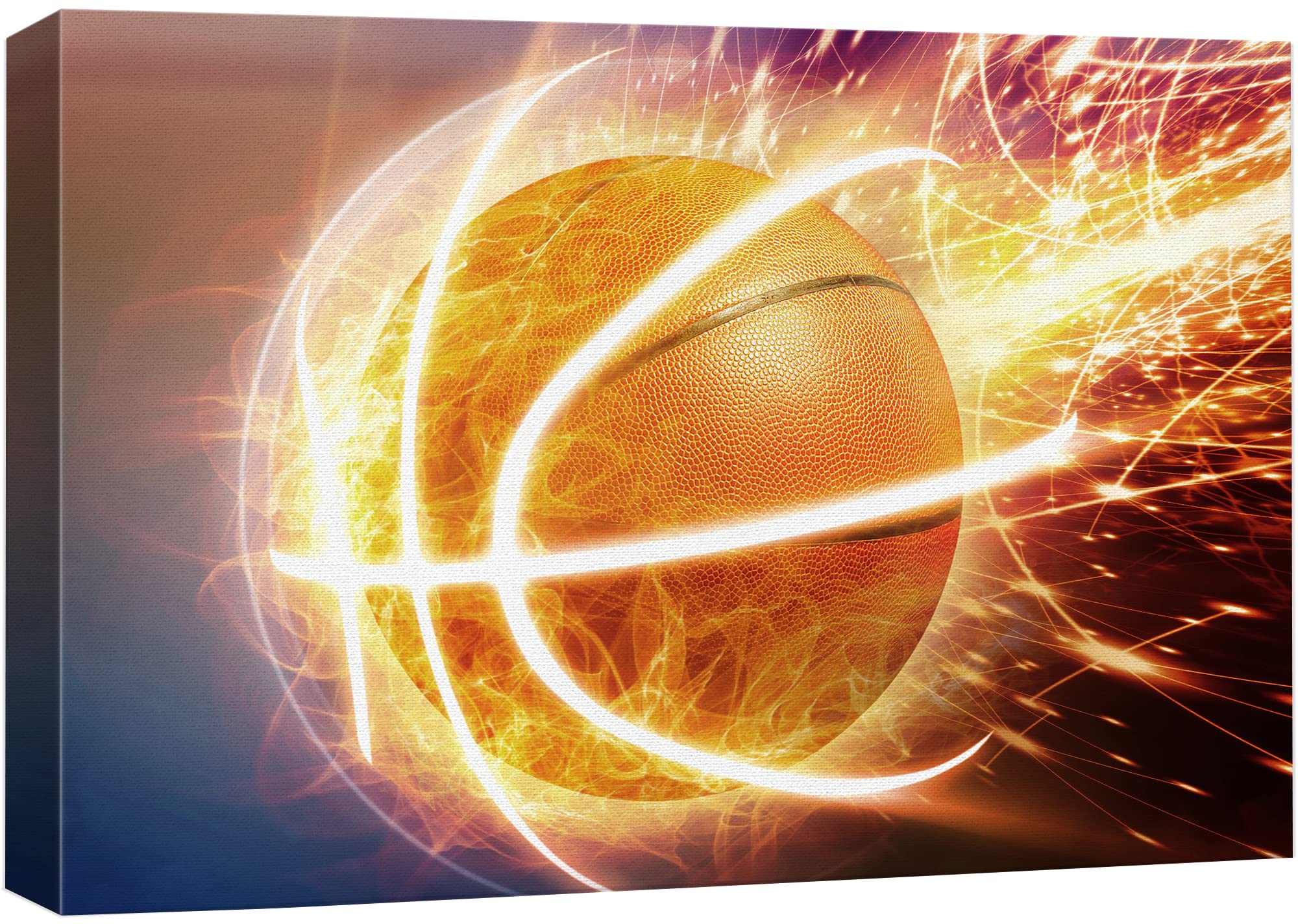 Wall26 Canvas Wall Art Print Set Fiery Sparks Fly From Basketball Sports Athletes Digital Art Modern Art Modern Scenic Colorful