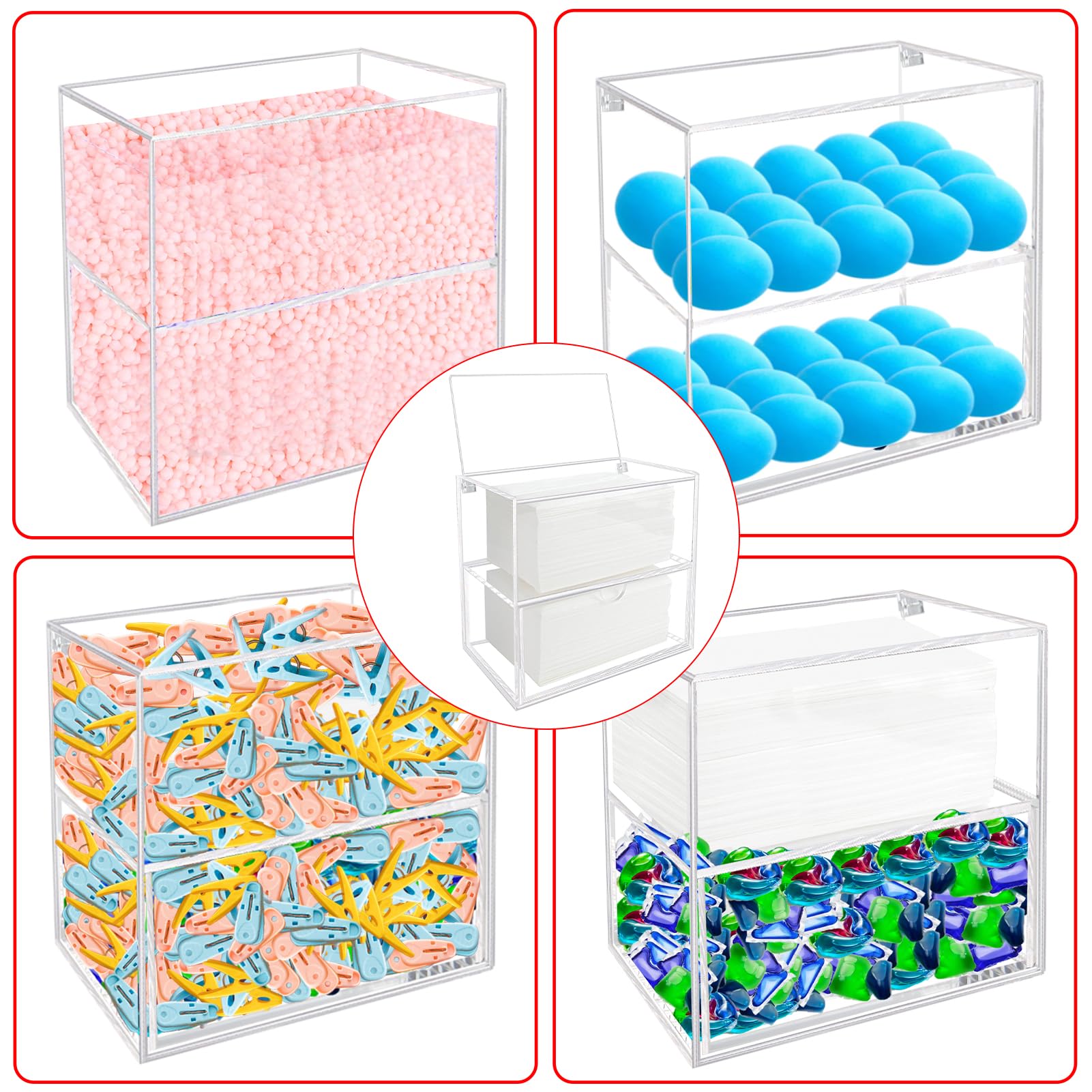 Watpot Dryer Sheet Holder Box, Acrylic Laundry Sheets Container, Dryer Sheets Storage Dispenser For Laundry Room