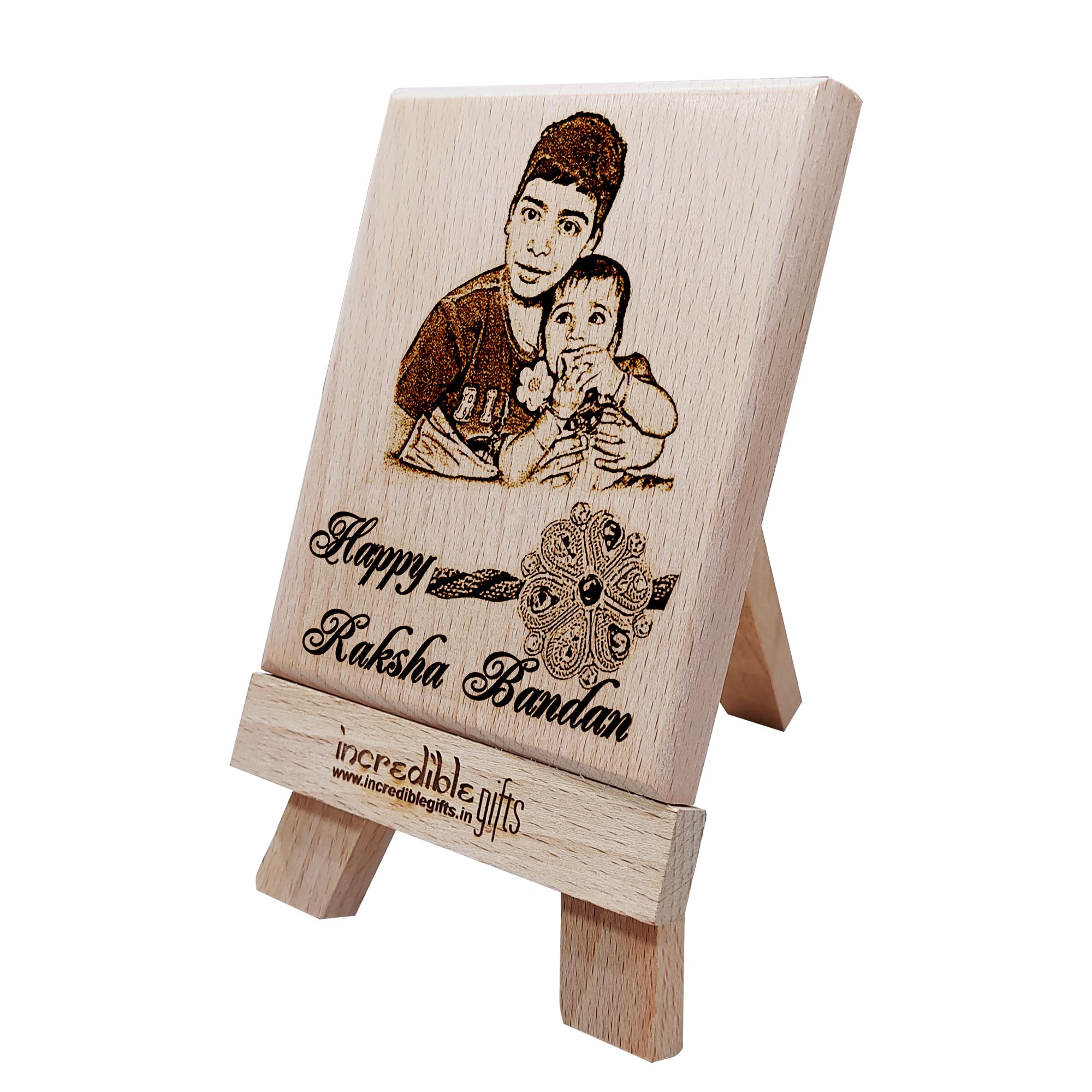 Incredible Gifts India Personalized Wooden Plaque for Rakhi Gift For Sister And Borther (5x4 inches, Wood, Brown)