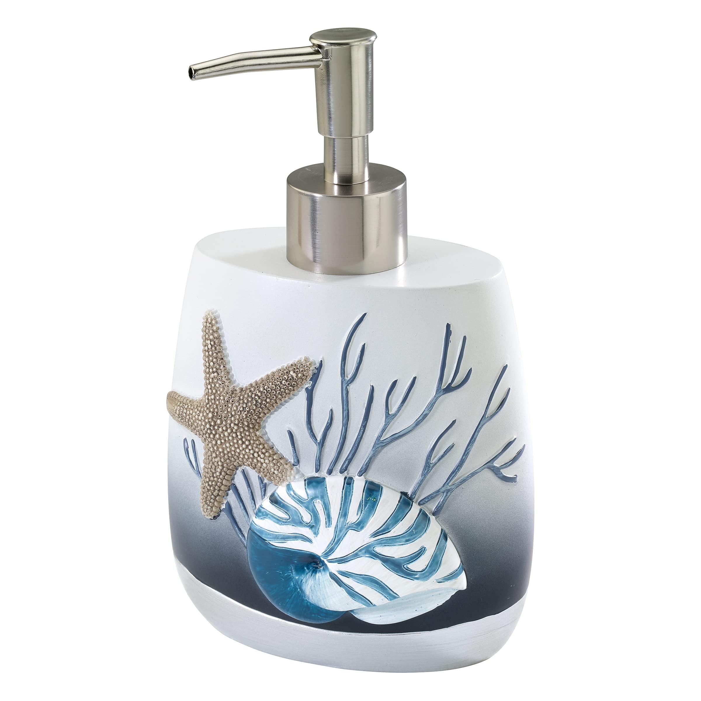 Avanti Linens - Soap Dispenser/Lotion Pump, Resin Countertop Accessories, Oceanscape Inspired Bathroom Decor (Blue Lagoon Collec