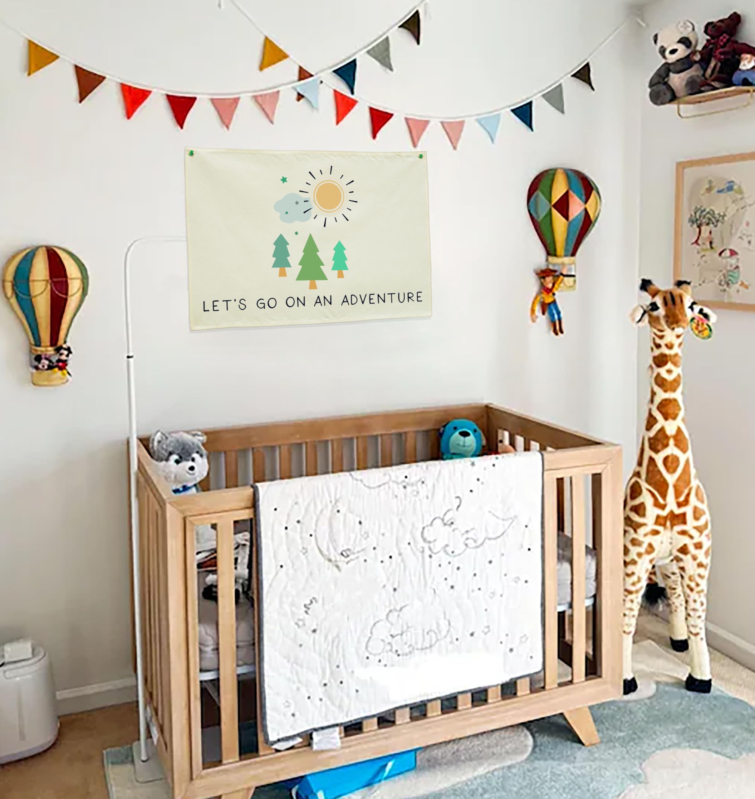 Nursery Canvas Rectangular Banner Flag Poster Wall Decor-Hanging Wall Decoration for Nursery Bedroom Playroom,Birthday Christmas