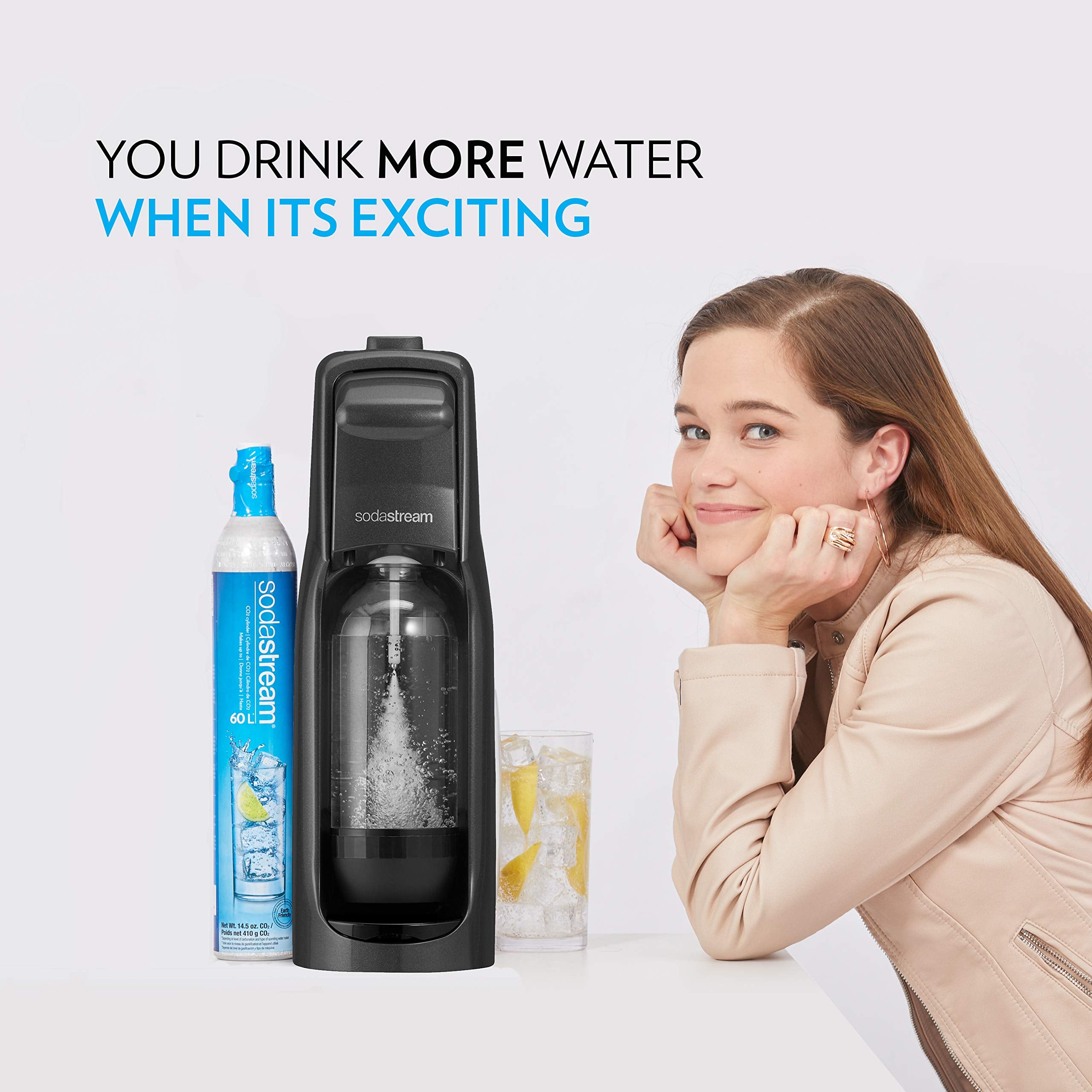 Sodastream Fountain Jet Sparkling Water Maker, Kit W/60L Cylinder, Black