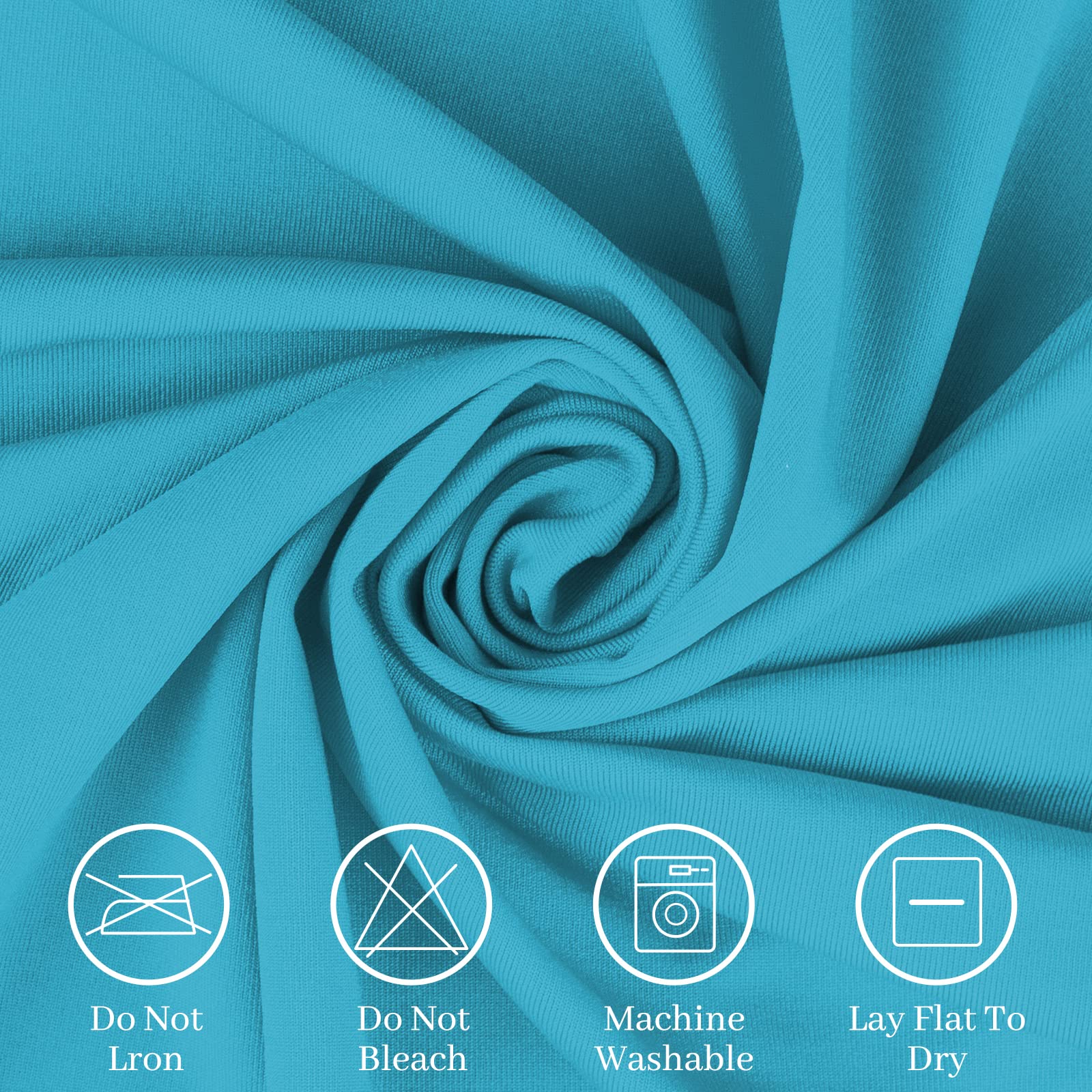 Fhberni Spandex Table Cover 4 Ft. Fitted Polyester Tablecloth Stretch Table Cover Table Topper Open Back - Turquoise