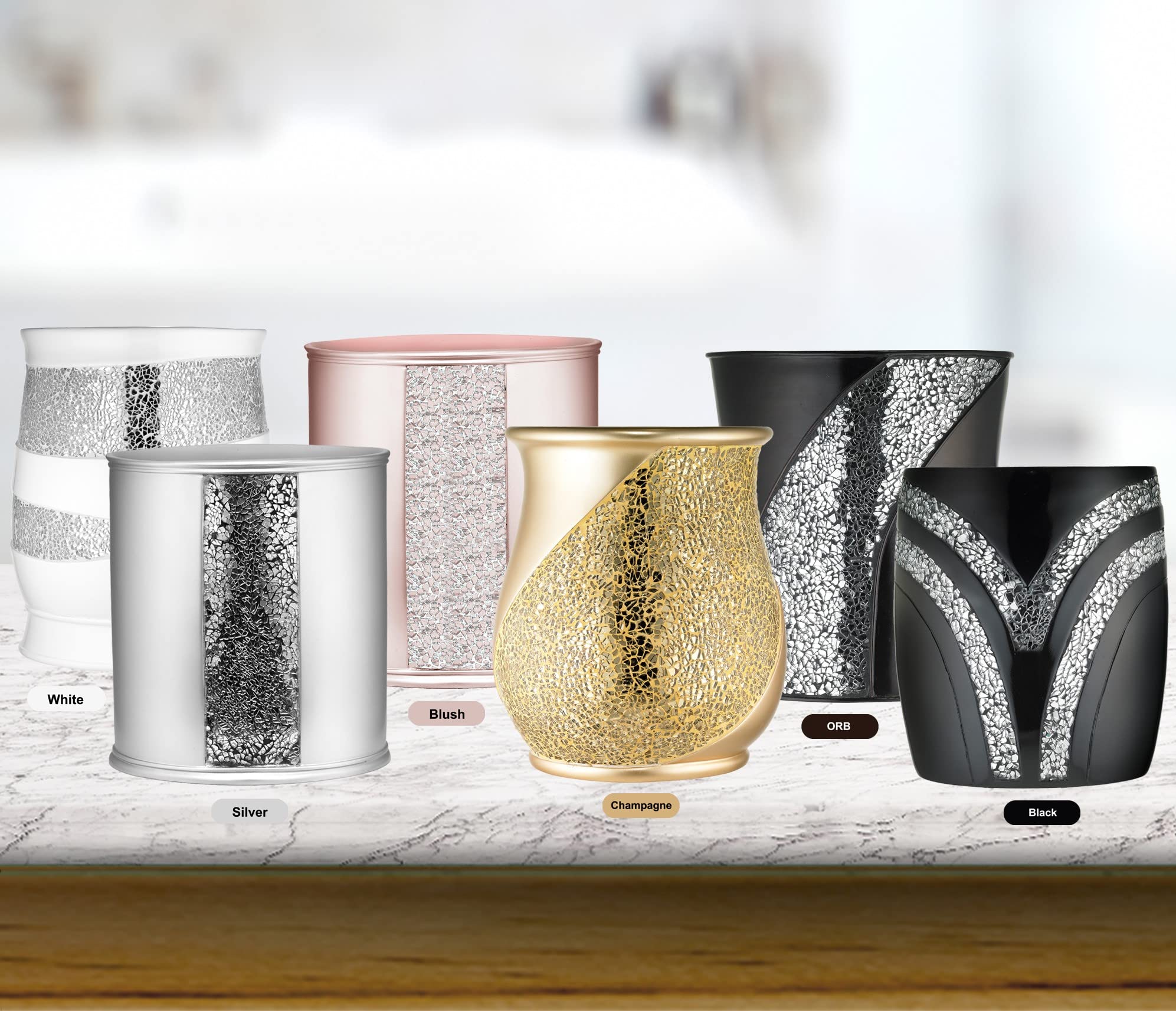 Zahari Home Sinatra Waste Basket Decorative Beautiful Designs Bathroom Bedroom Living Room Decor, Blush