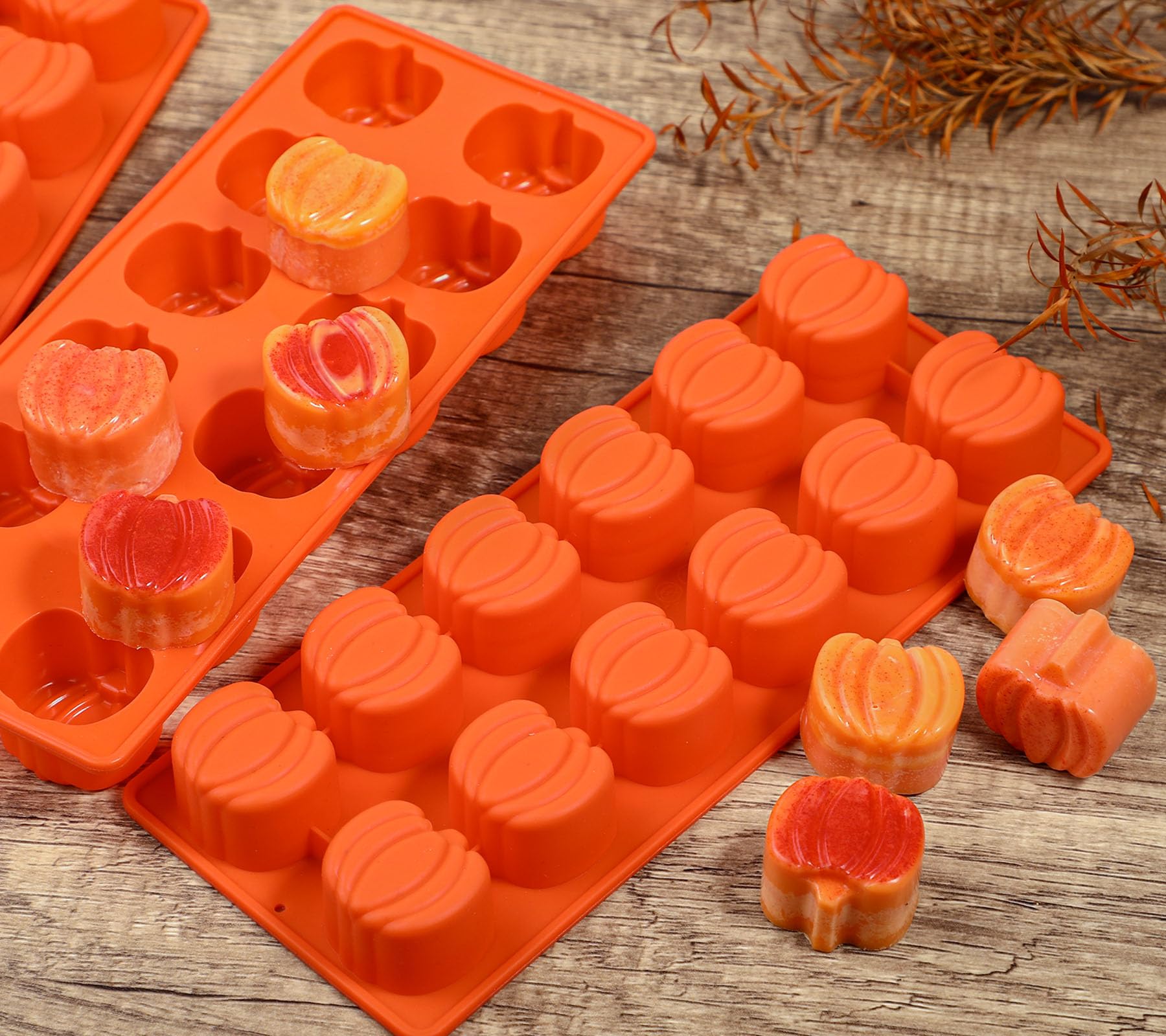 Webake Pumpkin Chocolate Mold 3 Pcs Silicone Chocolate Mold 12 Cavity Autumn Candy Mold For Baking Cake Decoration Thanksgiving
