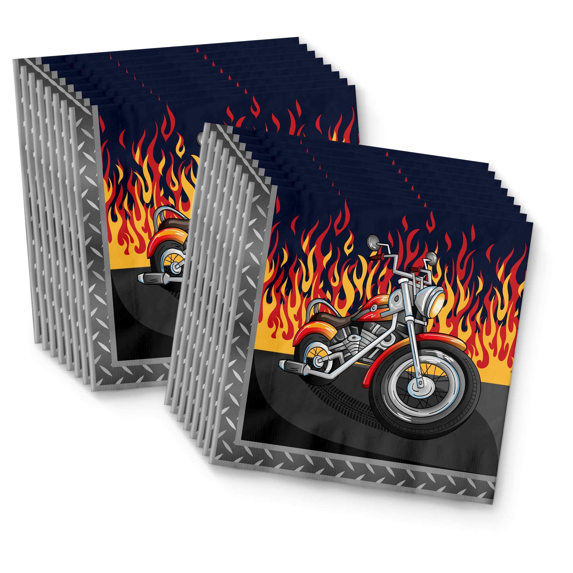 Motorcycle Biker Birthday Party Supplies Set Plates Napkins Cups Tableware Kit For 16