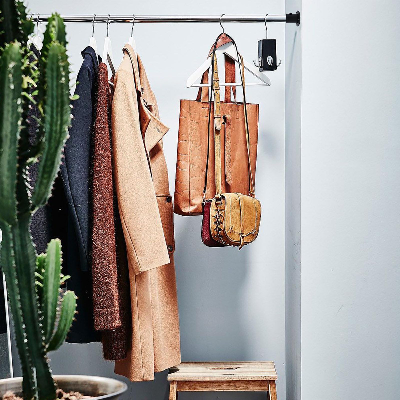 Shonmogar Closet Rod Bracket 6 Pack Closet Rod Holders With Screws,Stainless Steel Closet Rod Support Bracket For Wardrobe Curta