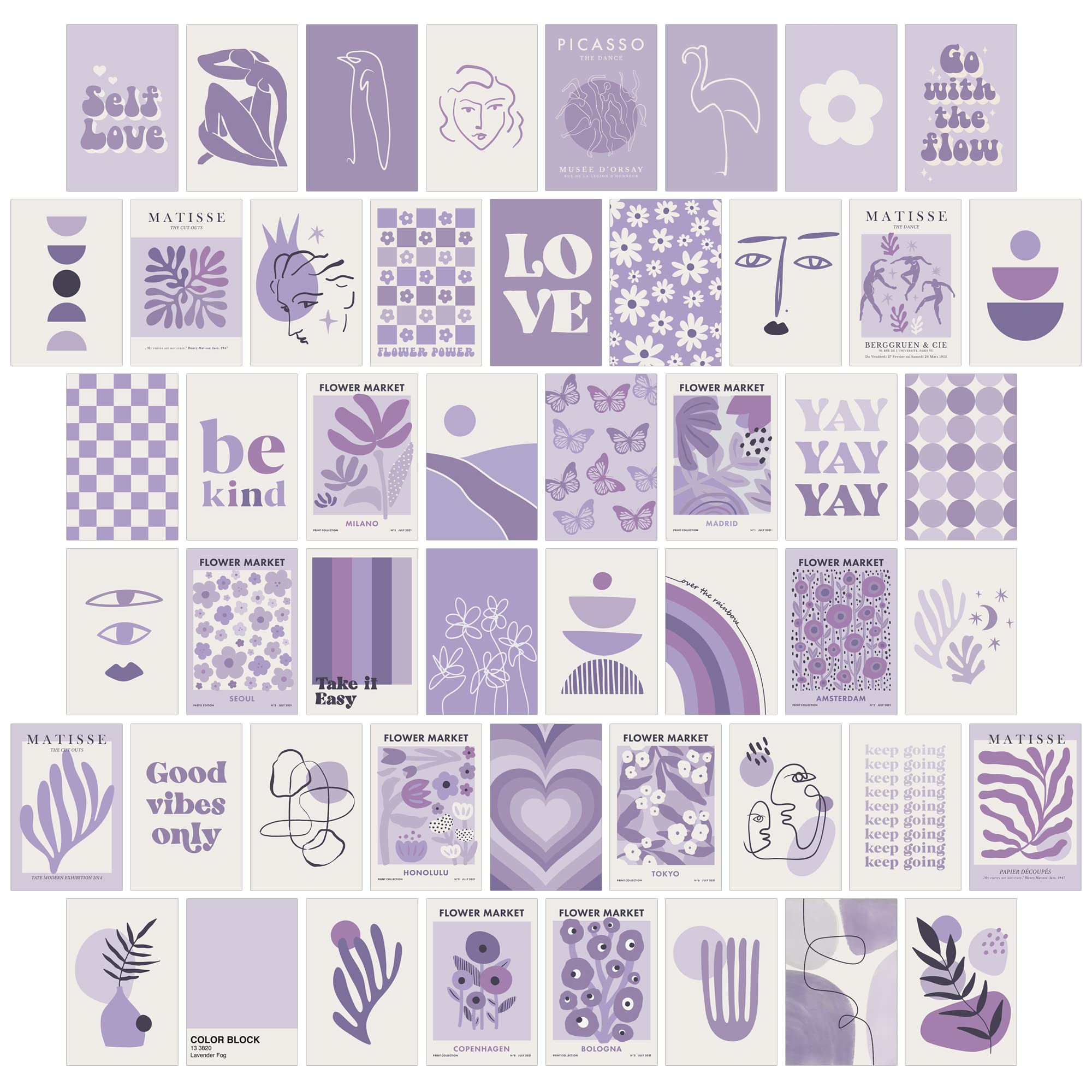 Purple Room Decor Aesthetic, Lavender Wall Collage Kit Posters For Room Aesthetic Posters Prints, Purple Aesthetic Dorm Room Dec