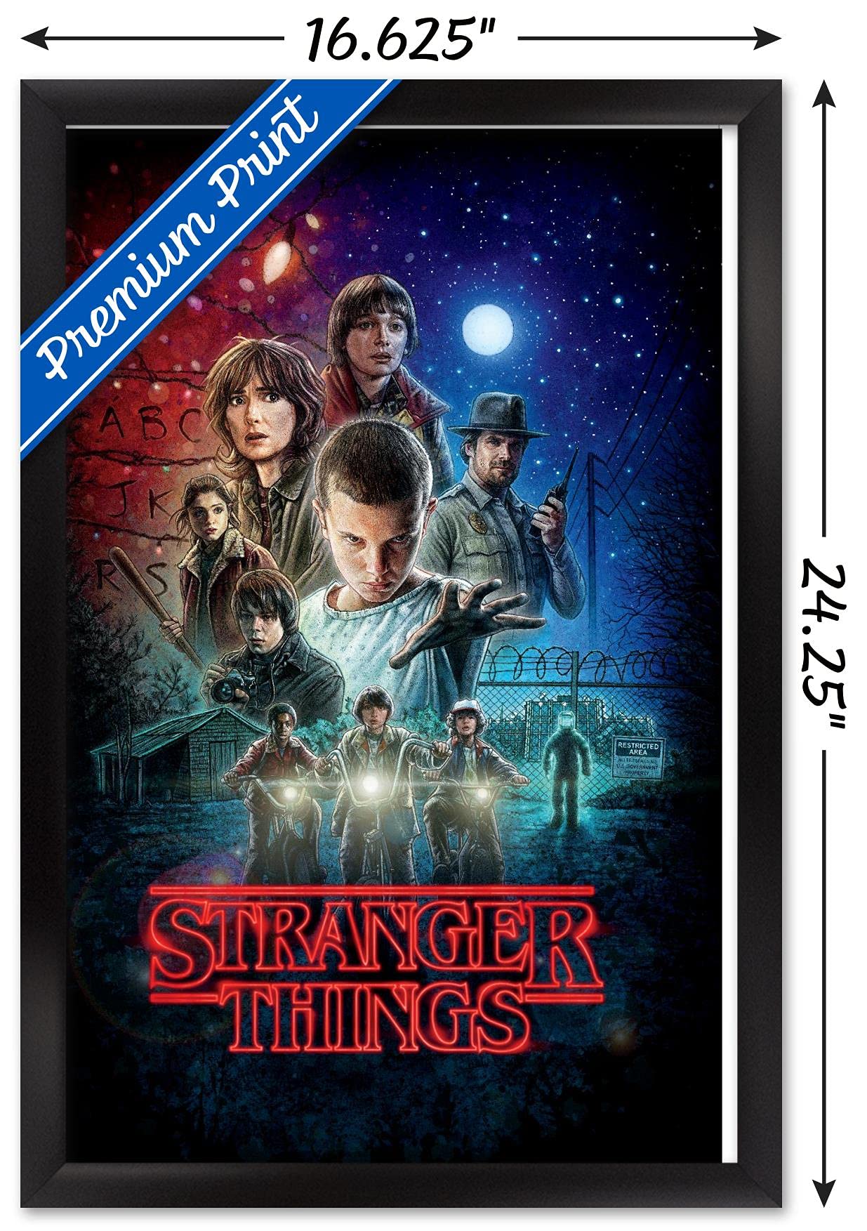 Trends International Netflix Stranger Things - One Sheet Wall Poster, 14.725'' X 22.375'', Black Framed Version