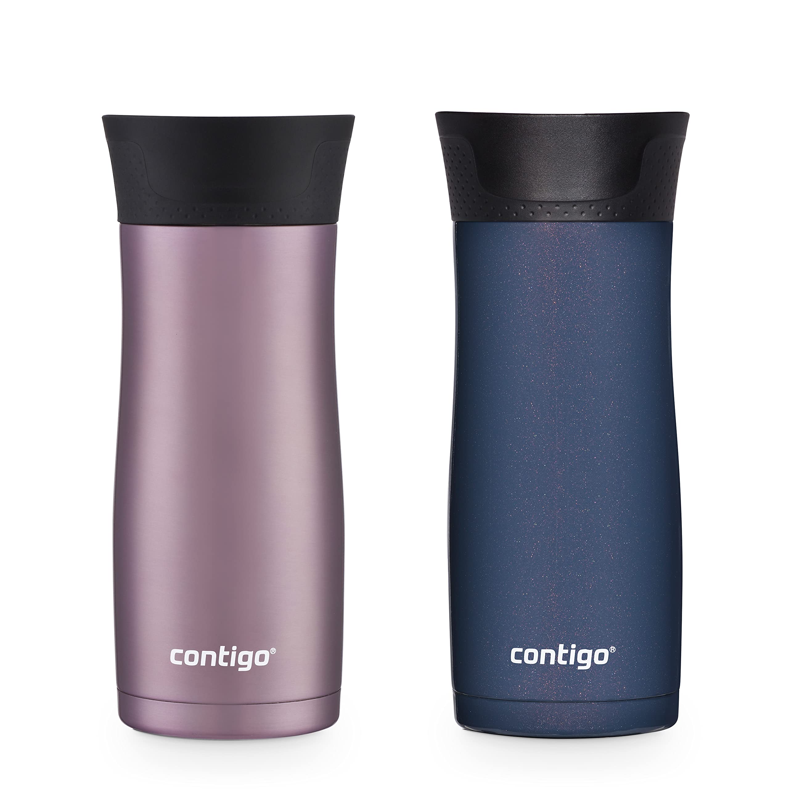Contigo Autoseal West Loop Stainless Steel Vacuum-Insulated Travel Mug, 16Oz 2-Pack In Vervain & Midnight Berry, Leak And Spill-