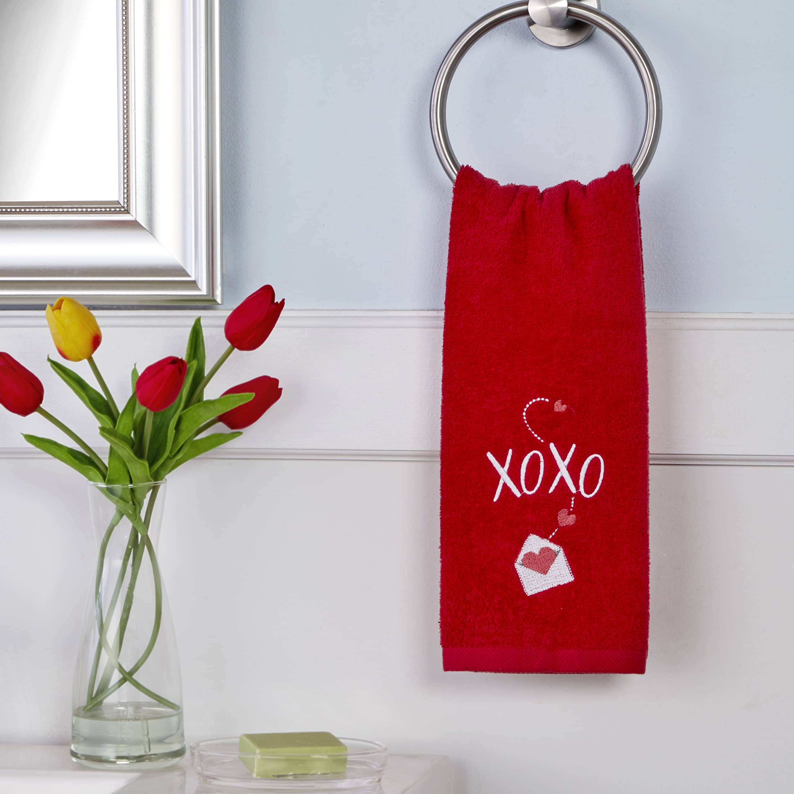 Skl Home By Saturday Knight Ltd. Valentine'S Day Xoxo Hand Towel Set, Red 2 Pack