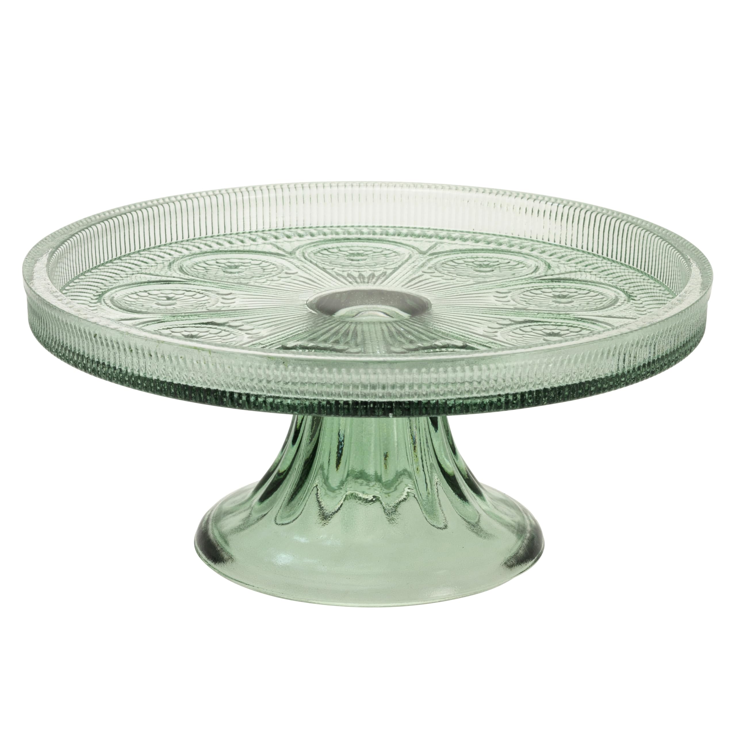Boston International Vintage-Inspired Glass Cake Stand Round Pedestal for Desserts Cupcakes & Pie, 8.25 x 3.5, Sage Green Codi