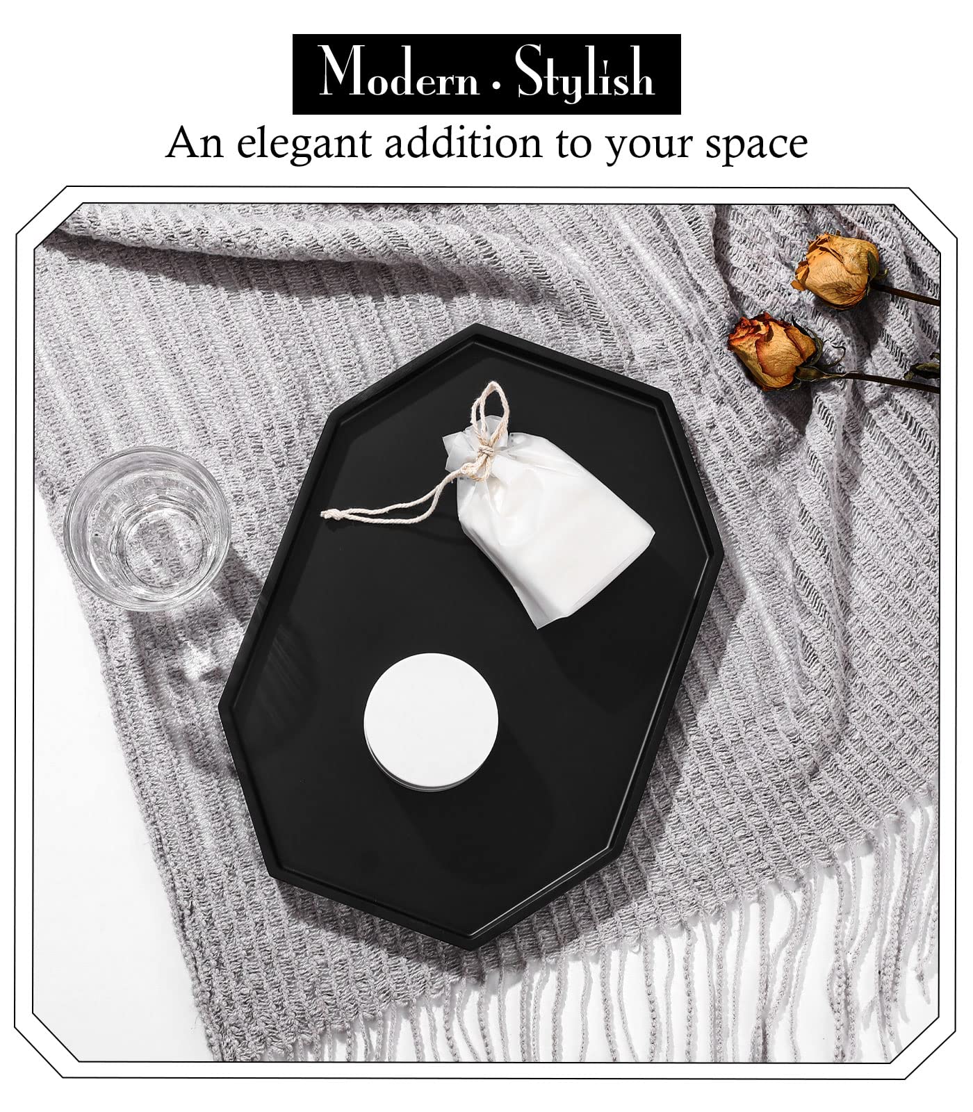 Shinowa Decorative Tray, Resin Bathroom Vanity Tray Octagon Perfume Tray Jewelry Ring Dish Tray For Bathroom Vanity Countertop B