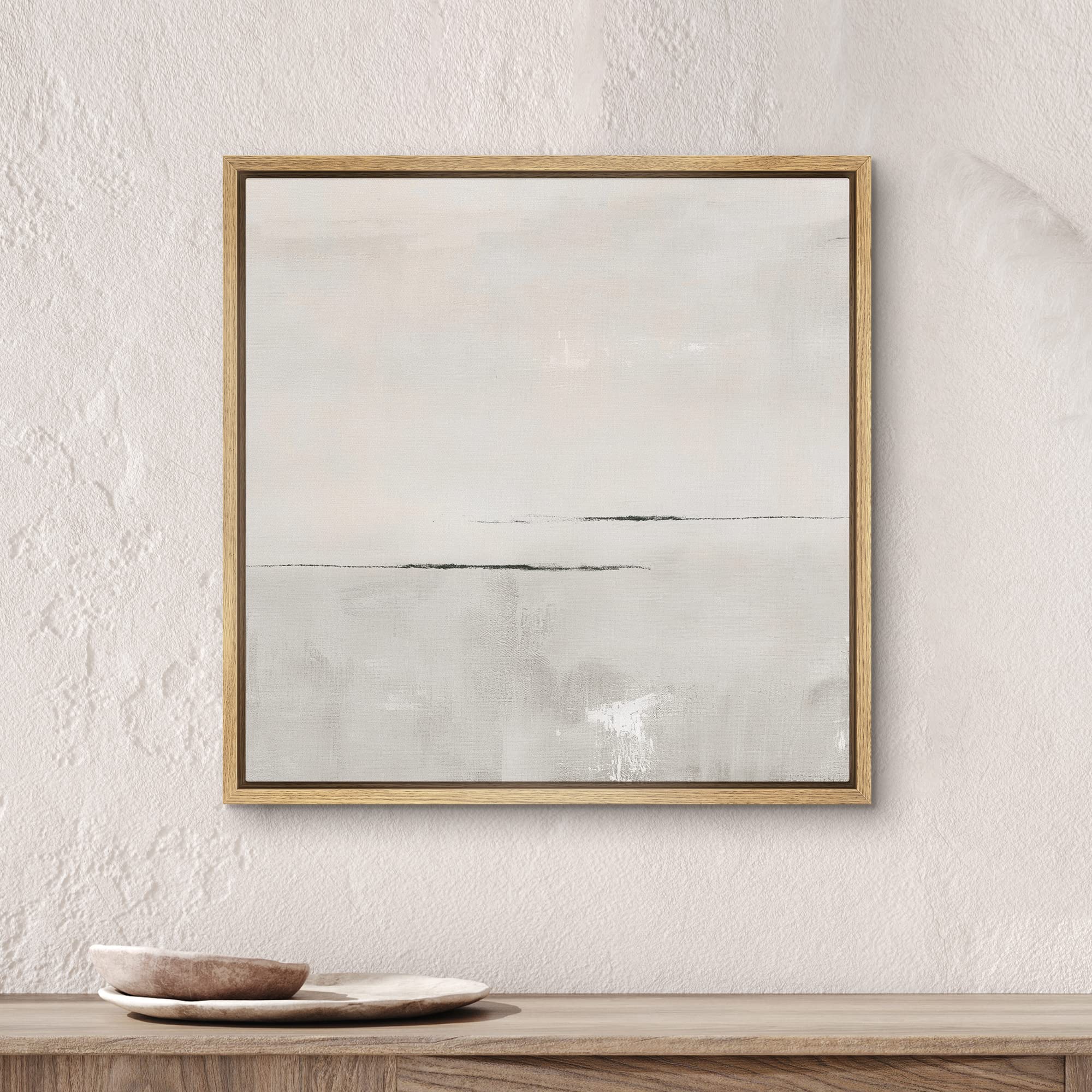 Signwin Framed Canvas Print Wall Art Watercolor Pastel Gray Abstract Landscape Nature Shapes Illustrations Modern Art Decorative